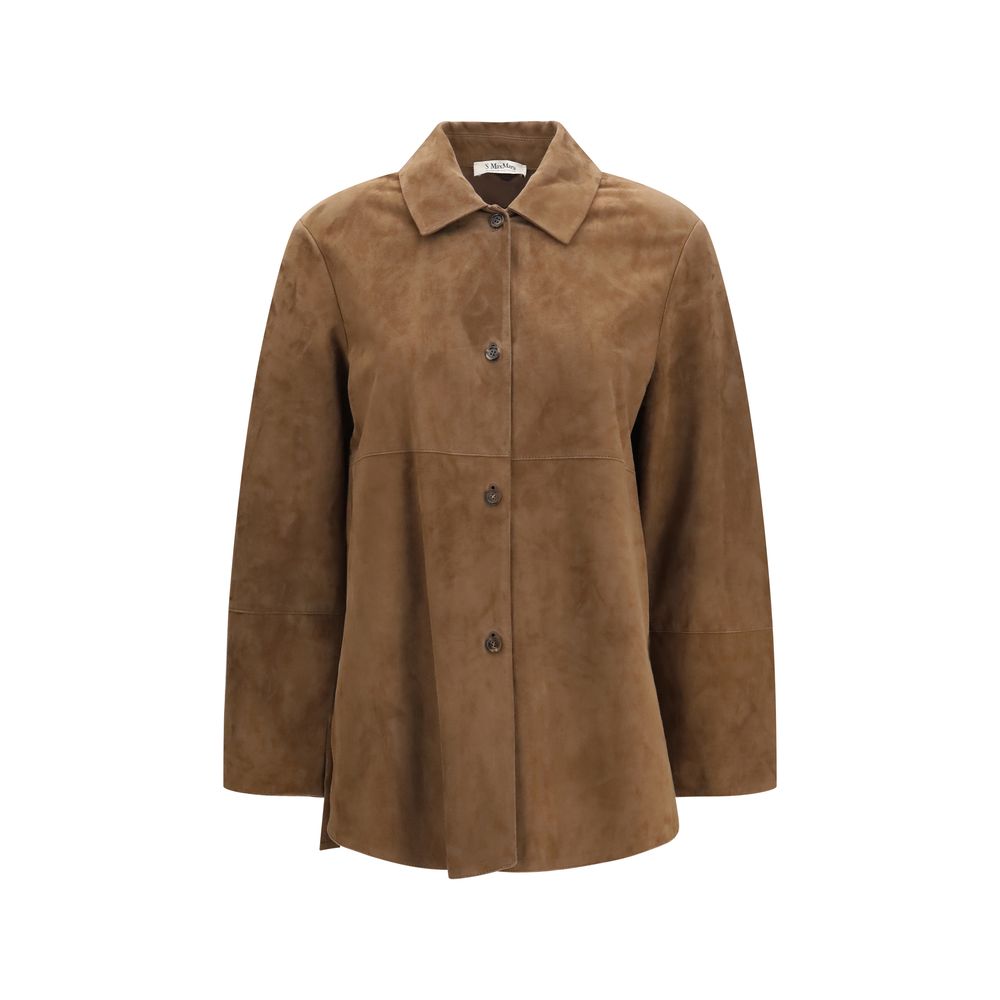 'S Max Mara Brown Aries Aries Leather Jacket