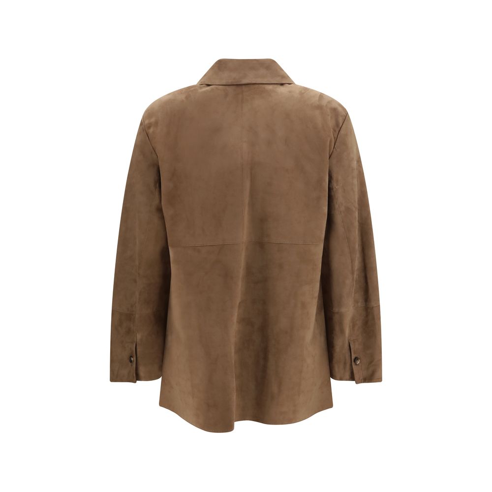 'S Max Mara Brown Aries Aries Leather Jacket