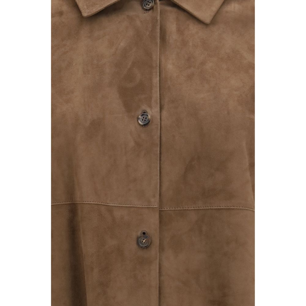 'S Max Mara Brown Aries Aries Leather Jacket