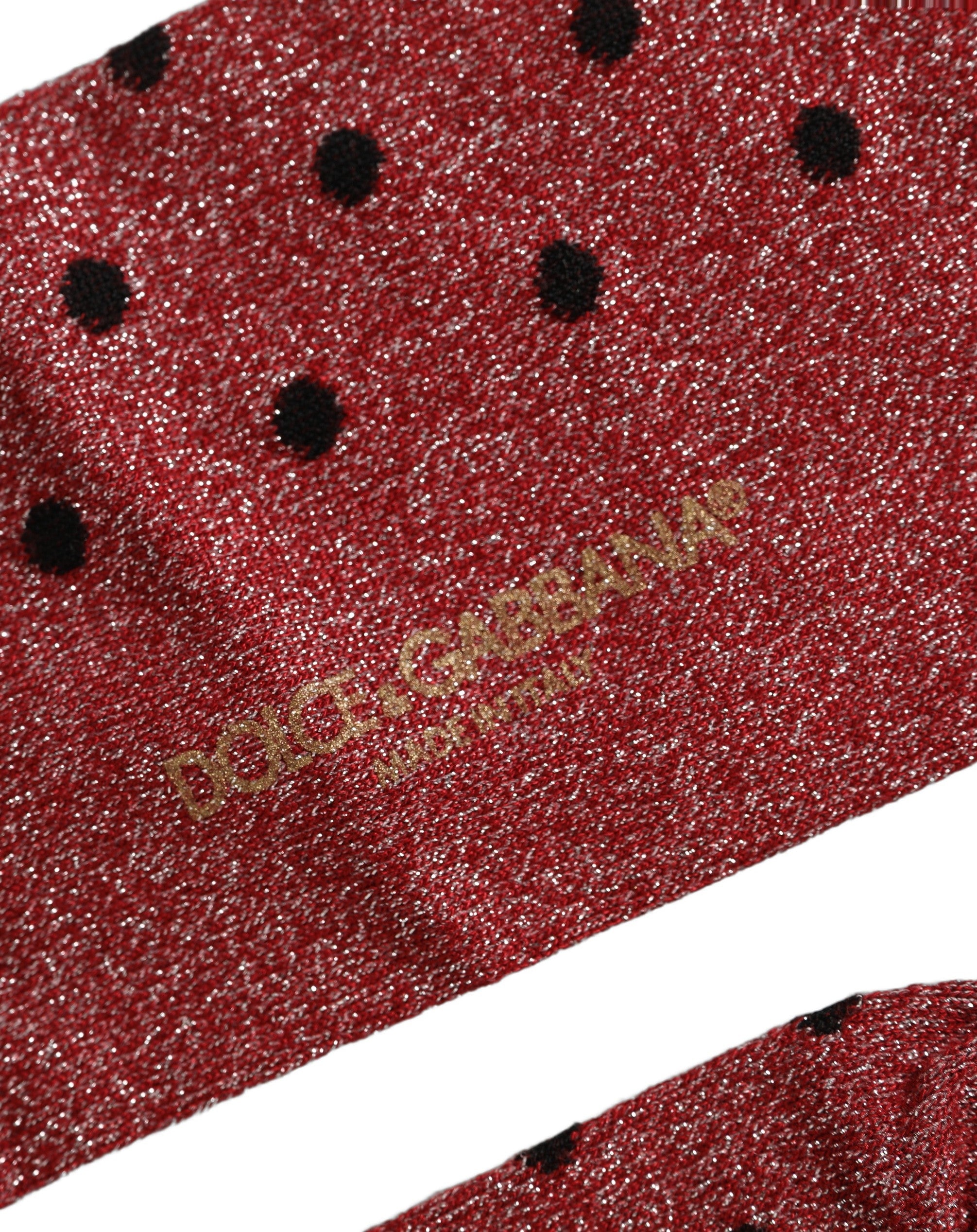 Dolce & Gabbana Maroon Polka Dot Over The Accessory Socks