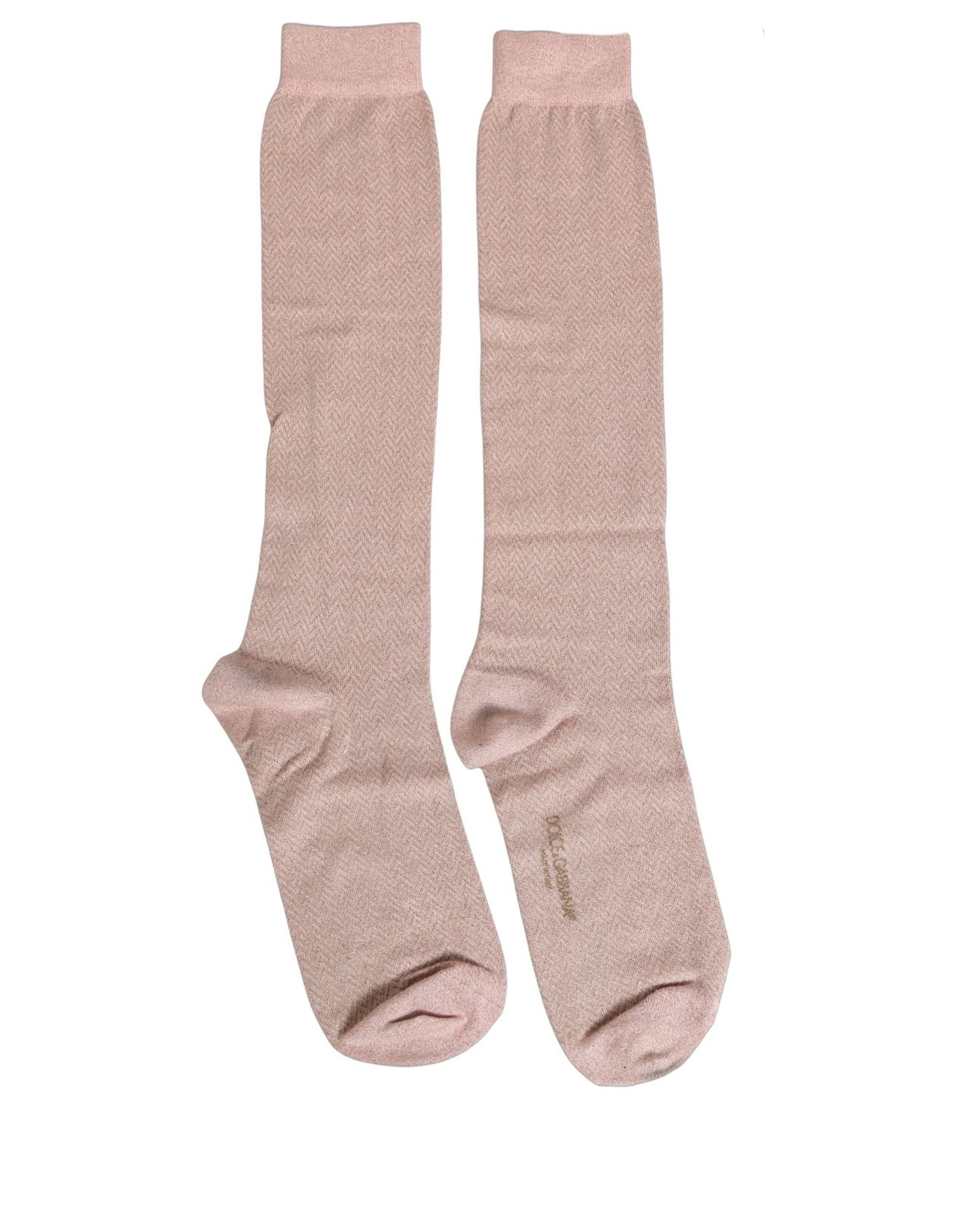 Dolce & Gabbana Light Pink Viscose Over The Calf Accessory Socks