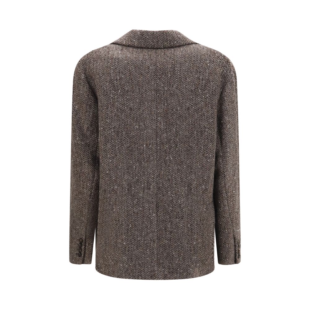 Brunello Cucinelli Brown Wool Biker Jacket