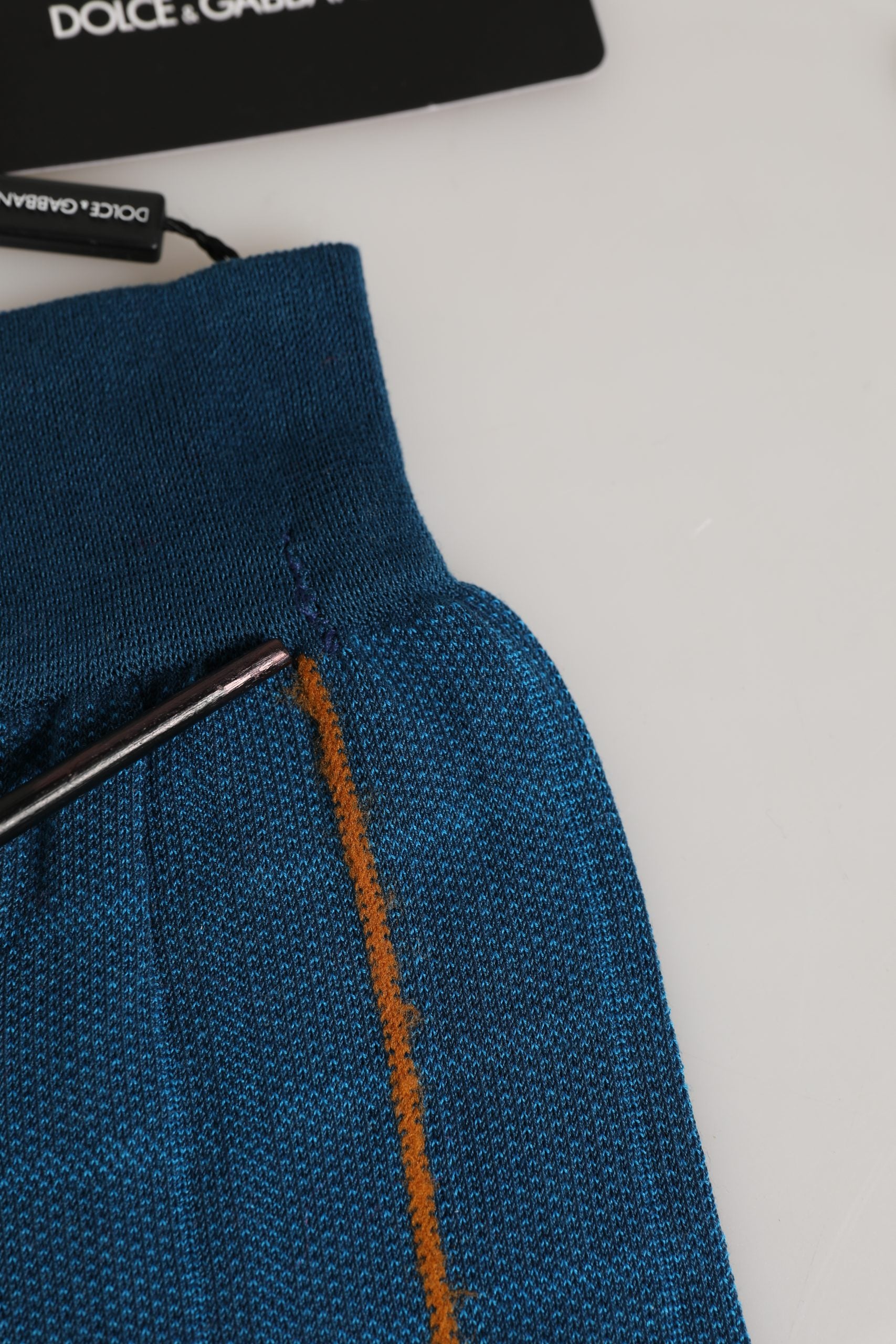 Dolce & Gabbana Men Blue Cotton Stretch Mid Accessory Socks