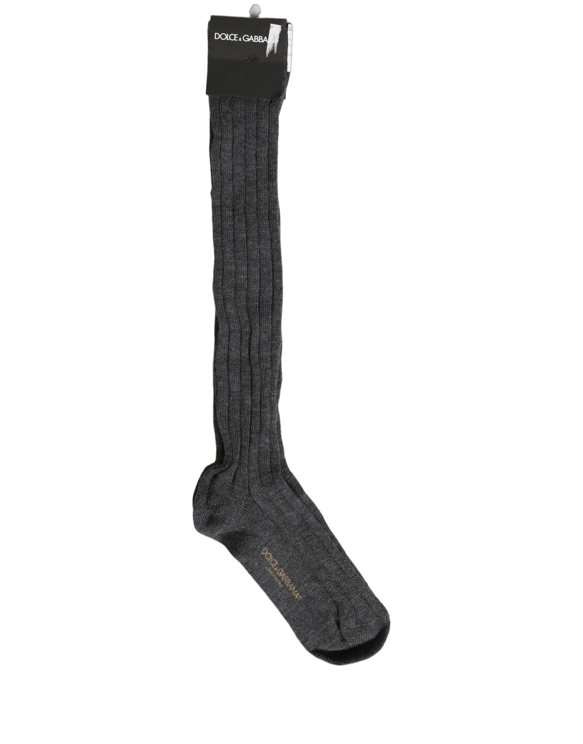 Dolce & Gabbana Gray Wool Blend Over The Accessory Socks
