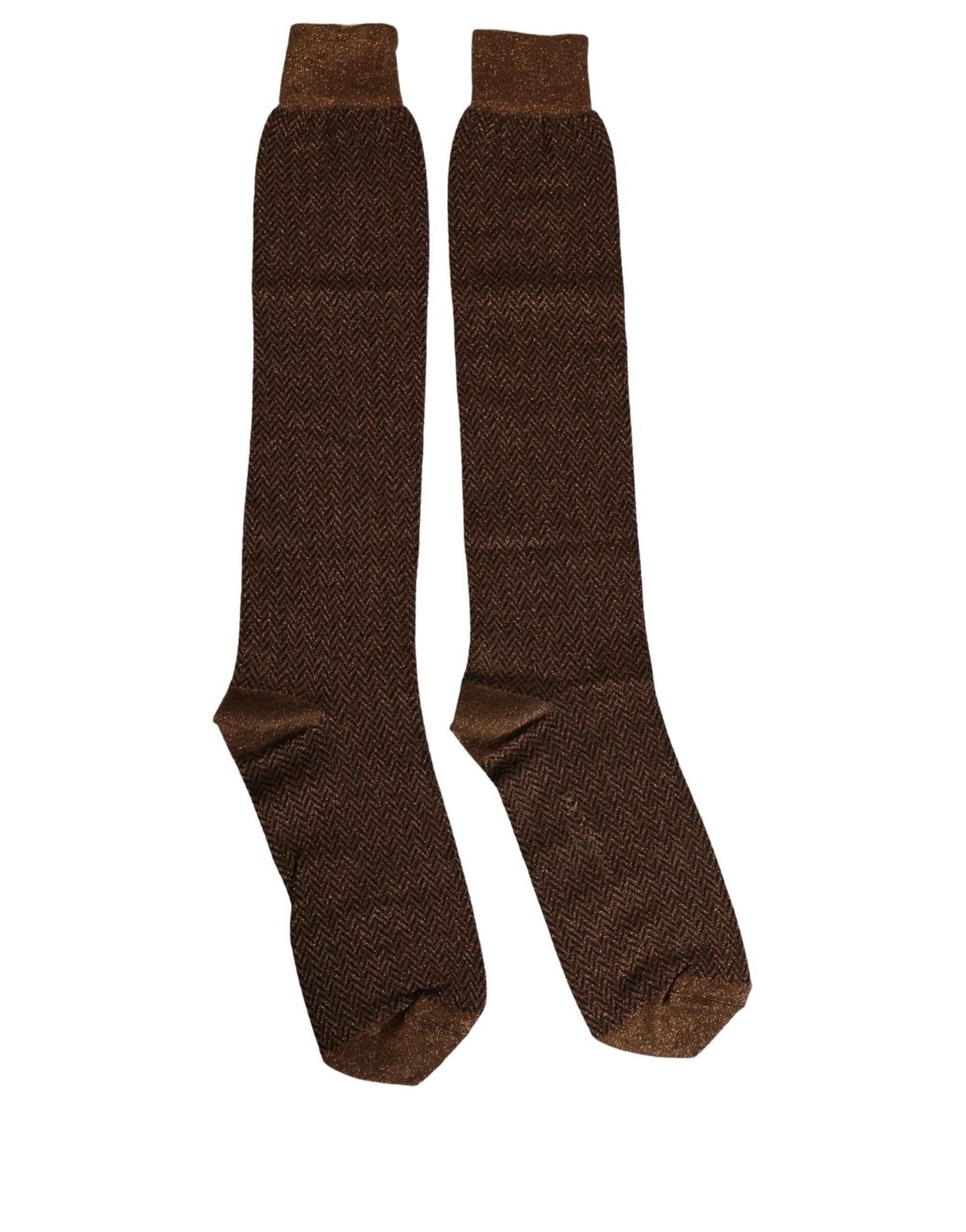Dolce & Gabbana Men Brown Viscose Over The Accessory Socks