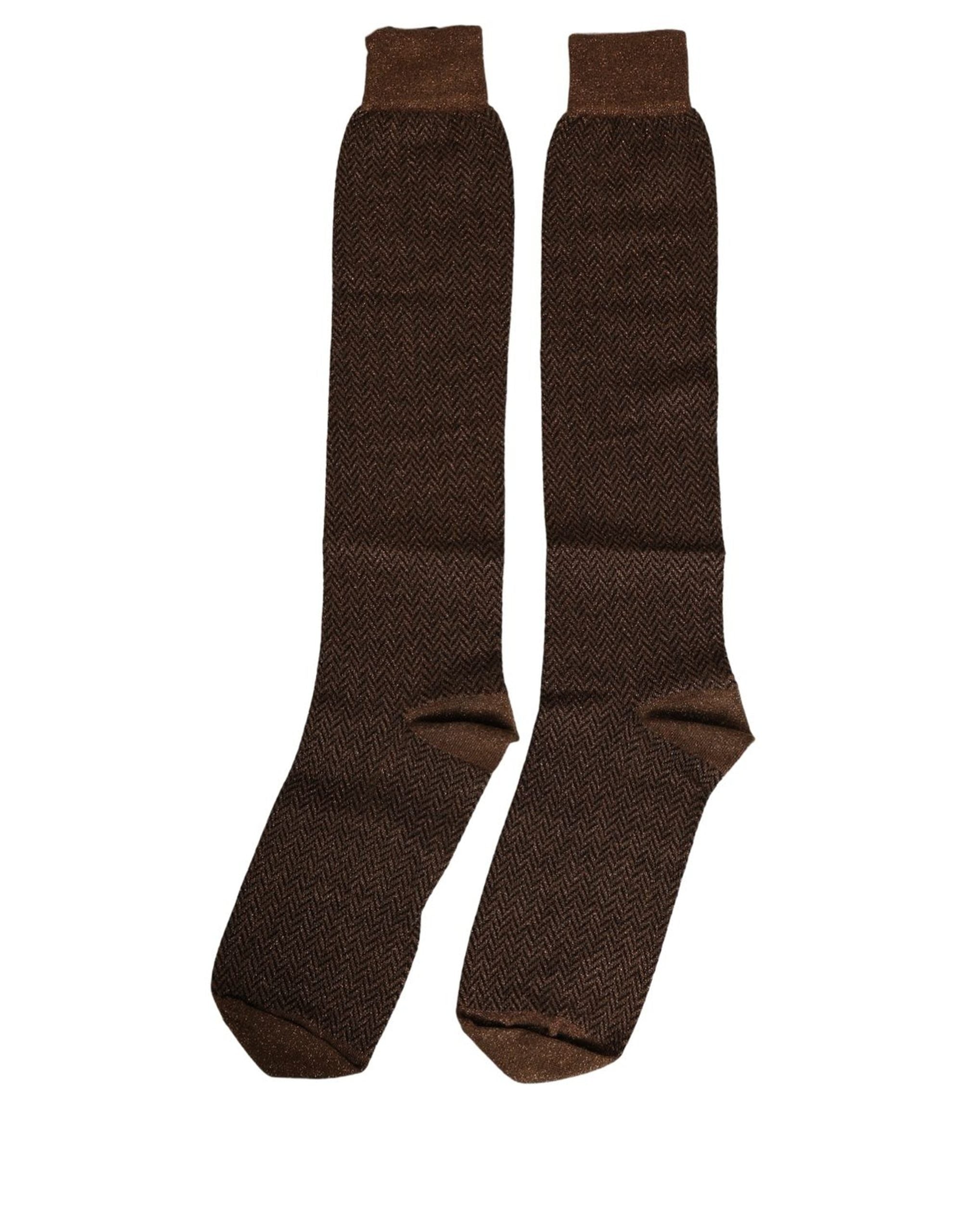 Dolce & Gabbana Men Brown Viscose Over The Accessory Socks