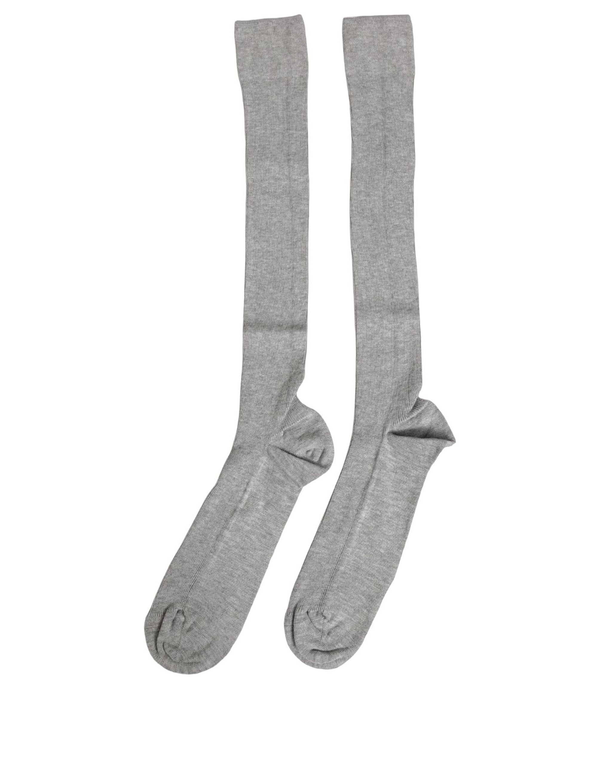 Dolce & Gabbana Men Gray Viscose Over The Calf Accessory Socks