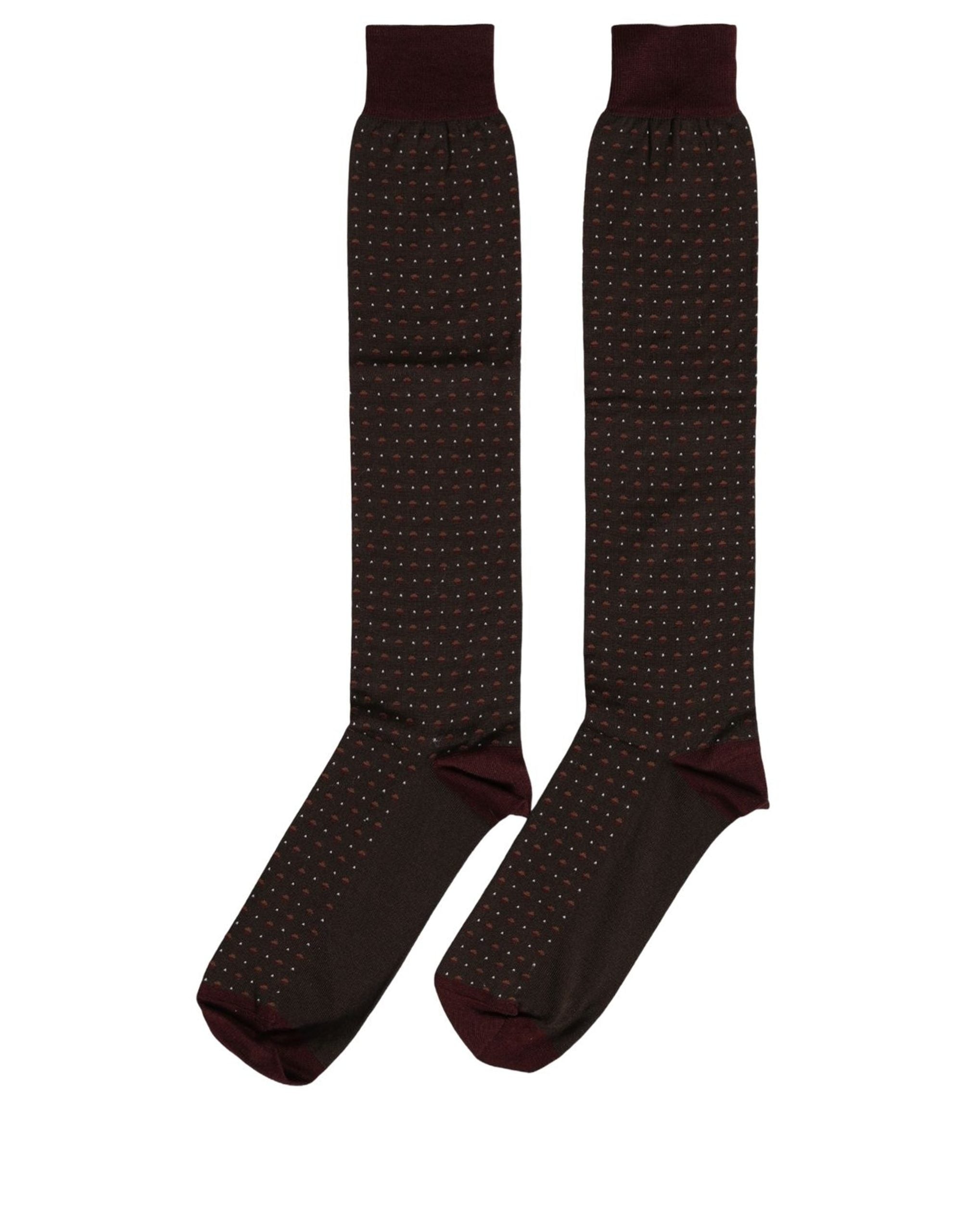 Dolce & Gabbana Burgundy Polka Dot Over The Accessory Socks