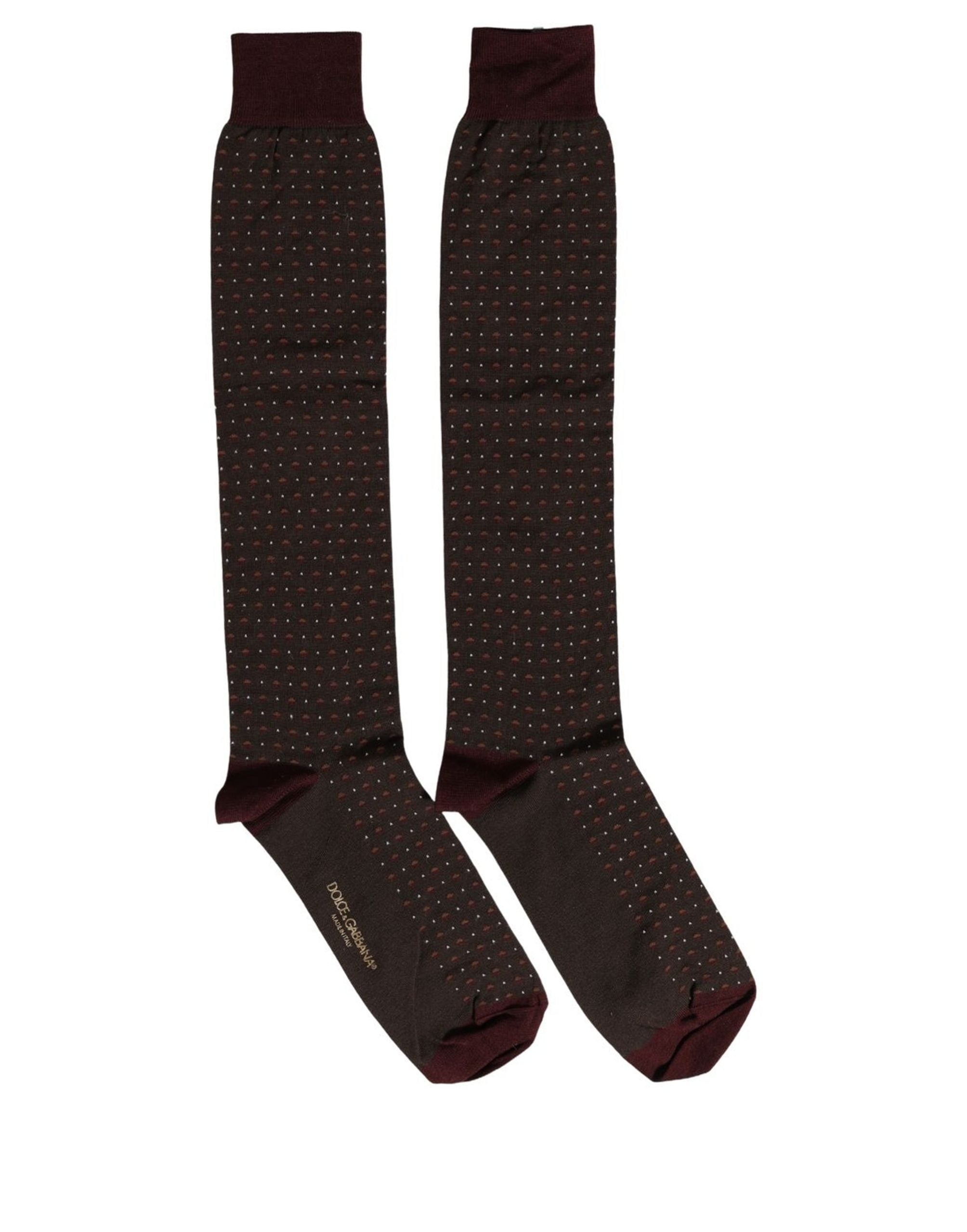 Dolce & Gabbana Burgundy Polka Dot Over The Accessory Socks