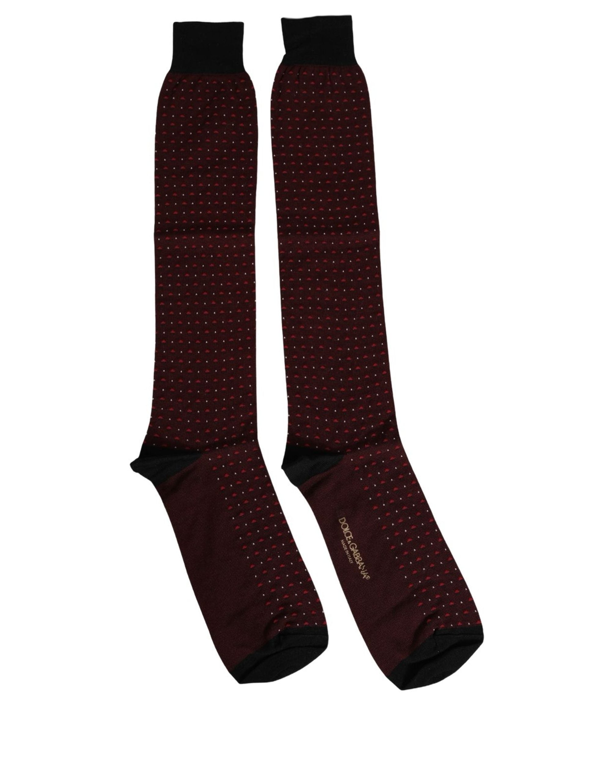 Dolce & Gabbana Burgundy Polka Dot Over The Accessory Socks