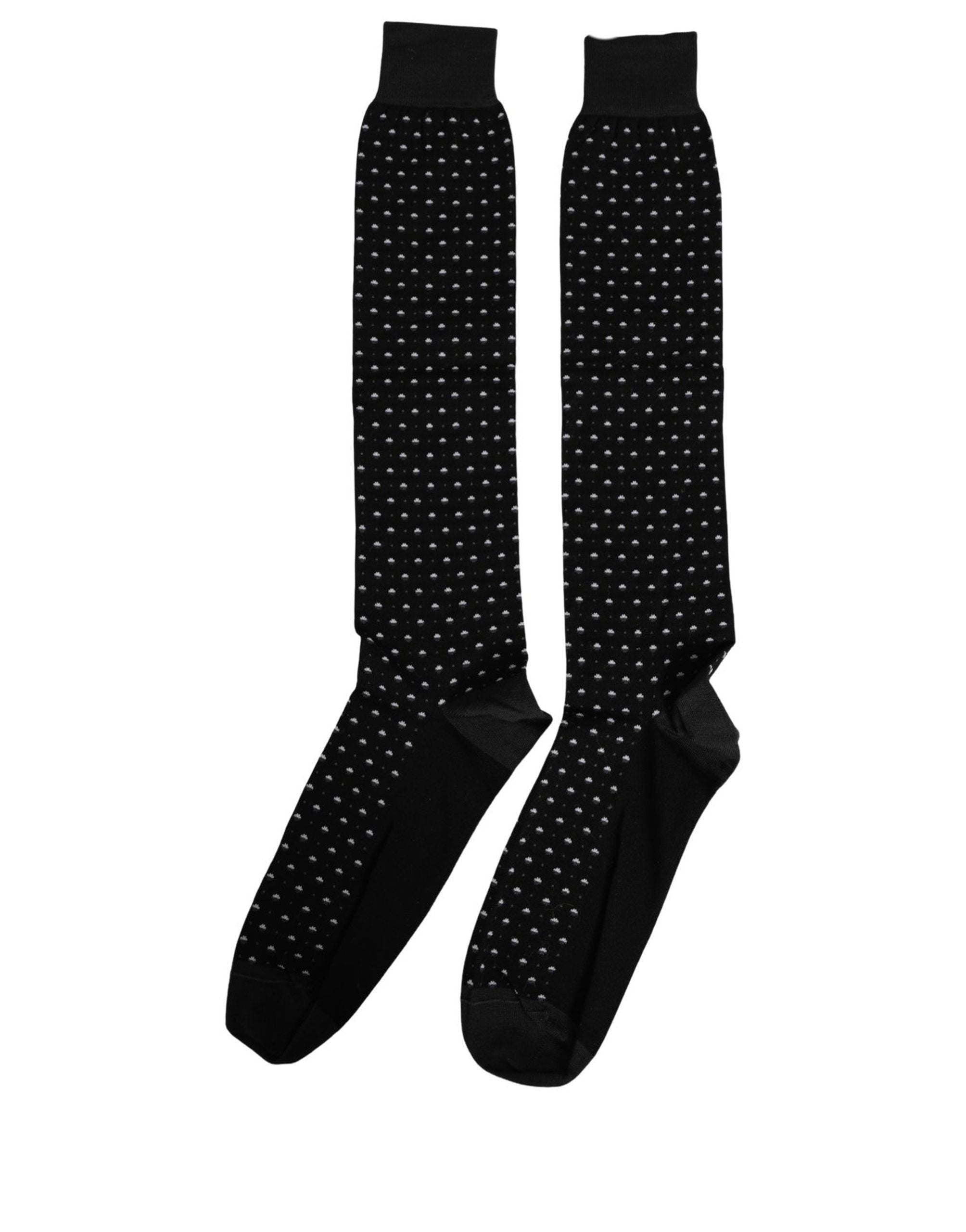 Dolce & Gabbana Black Polka Dot Over The Accessory Socks