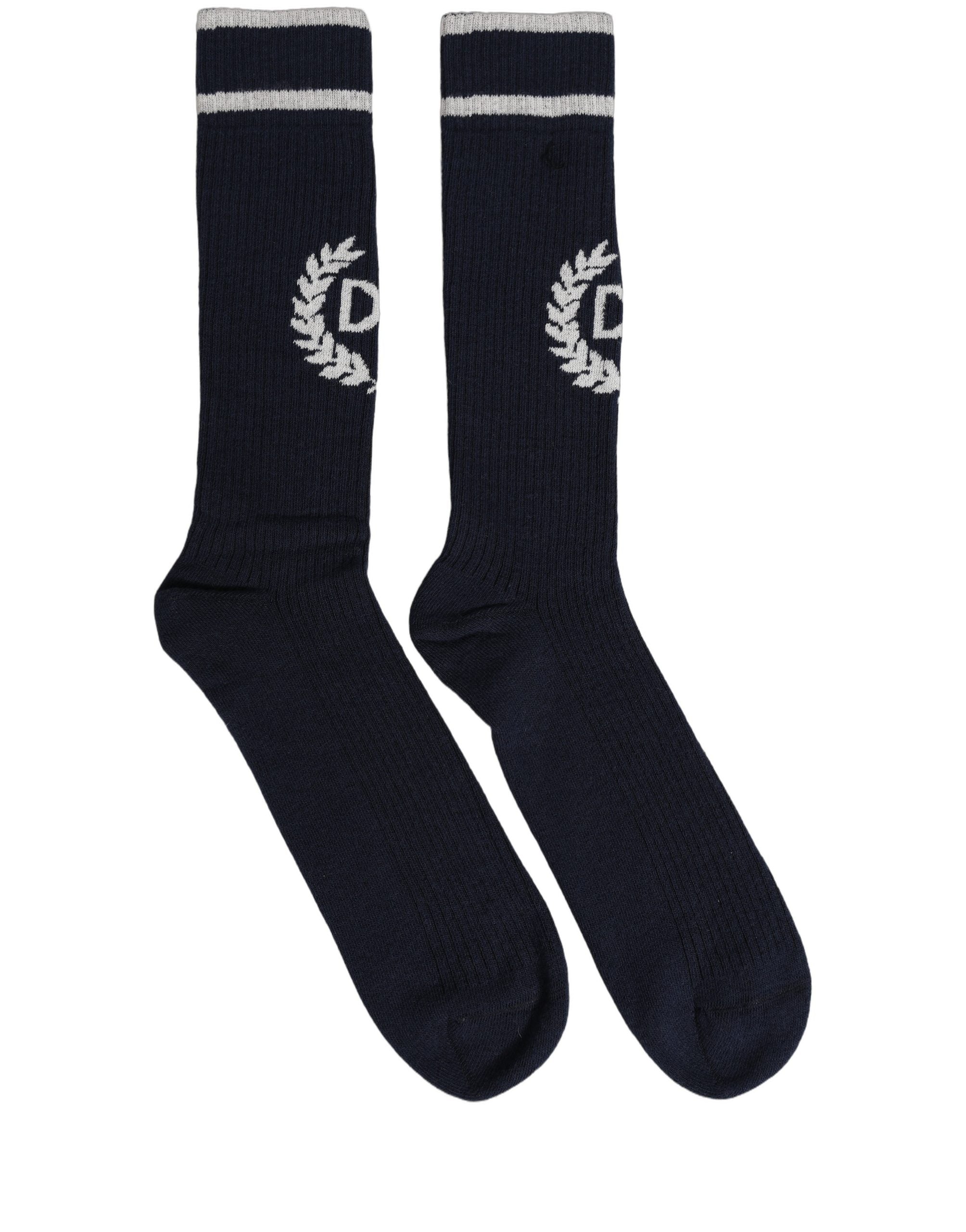 Dolce & Gabbana Men Navy Blue DG Logo Mid Calf Accessory Socks