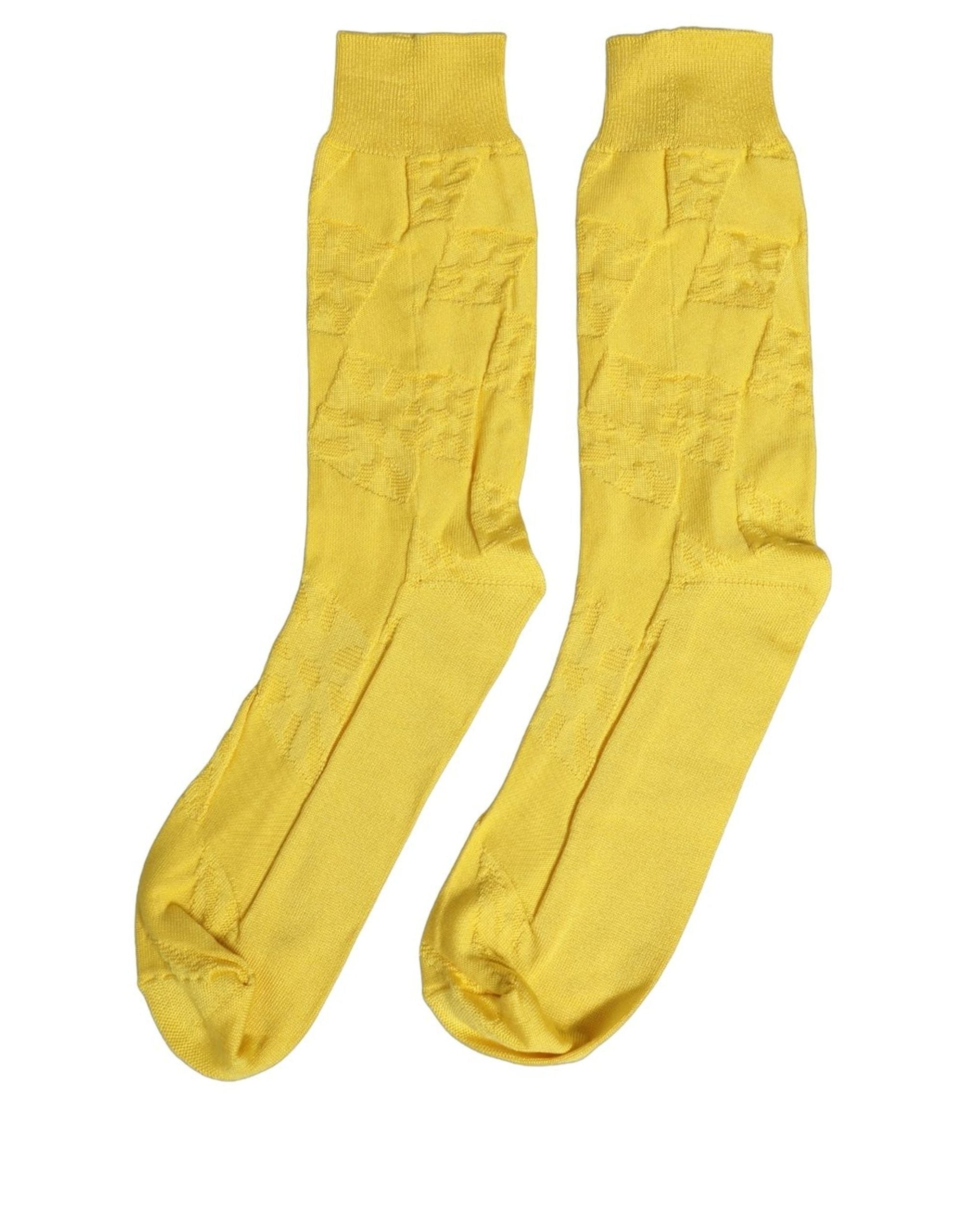 Dolce & Gabbana Men Yellow 100% Silk Mid Accessory Socks