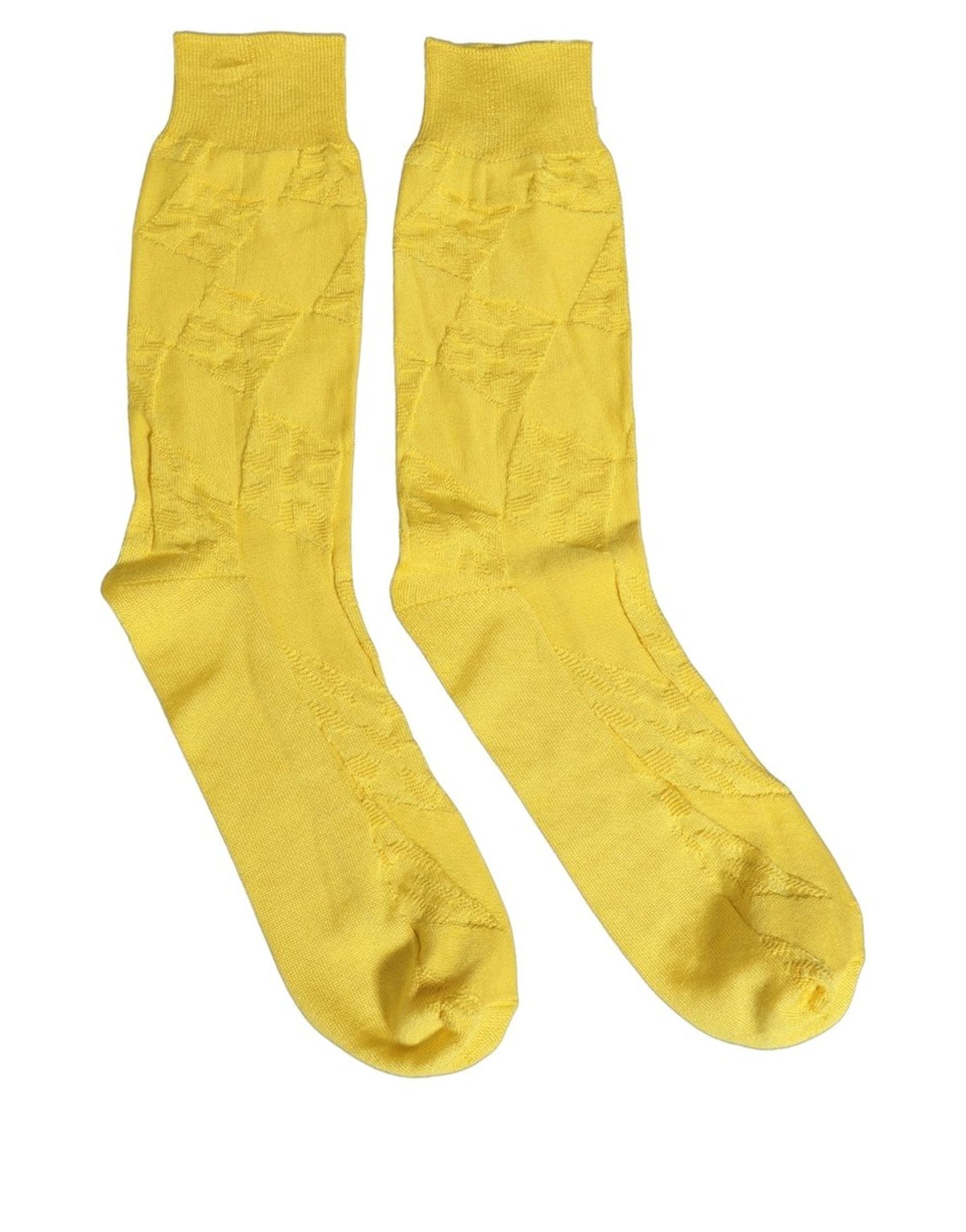 Dolce & Gabbana Men Yellow 100% Silk Mid Accessory Socks