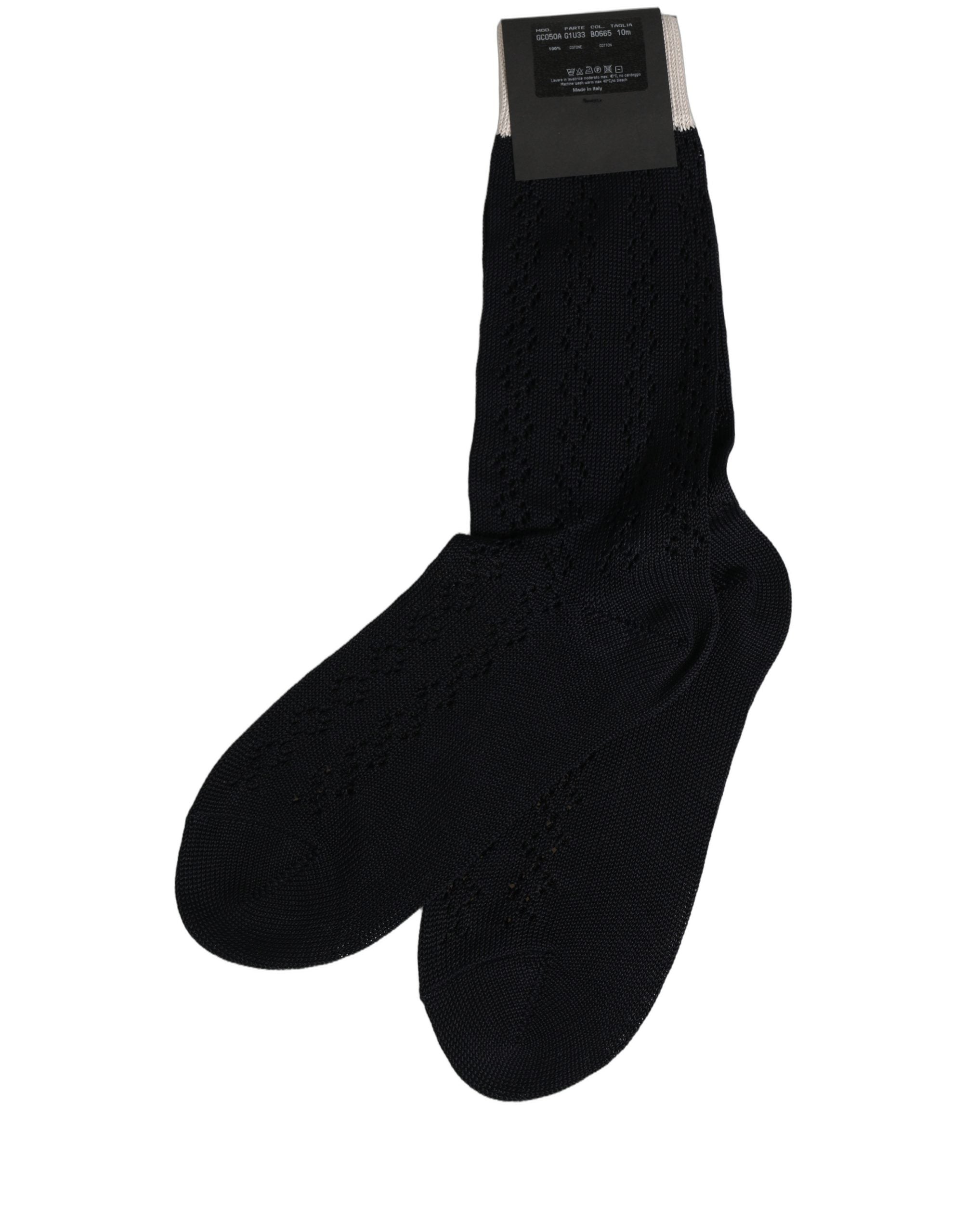 Dolce & Gabbana Dark Blue Cotton Knit Mid Accessory Socks