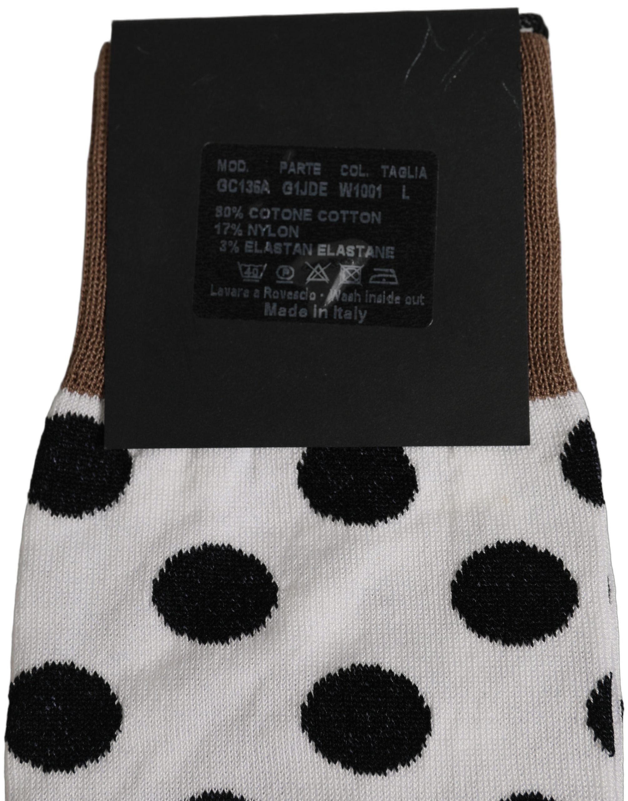 Dolce & Gabbana White Polka Dot Over The Accessory Socks