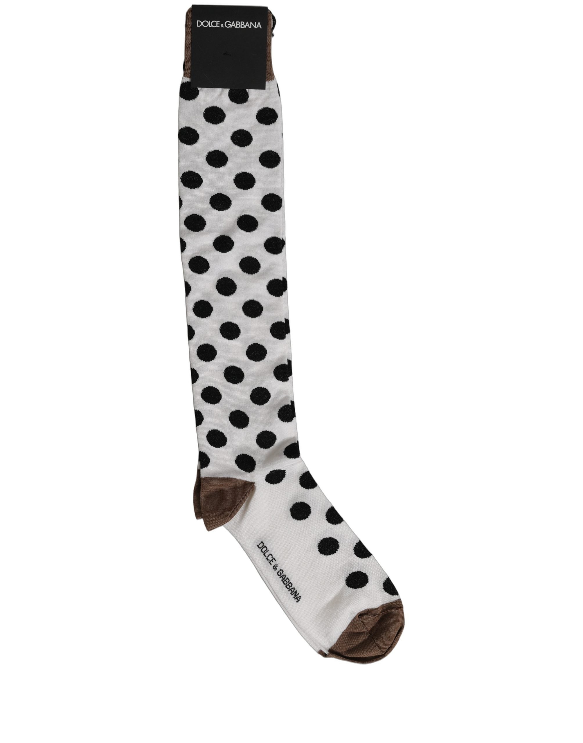 Dolce & Gabbana White Polka Dot Over The Accessory Socks