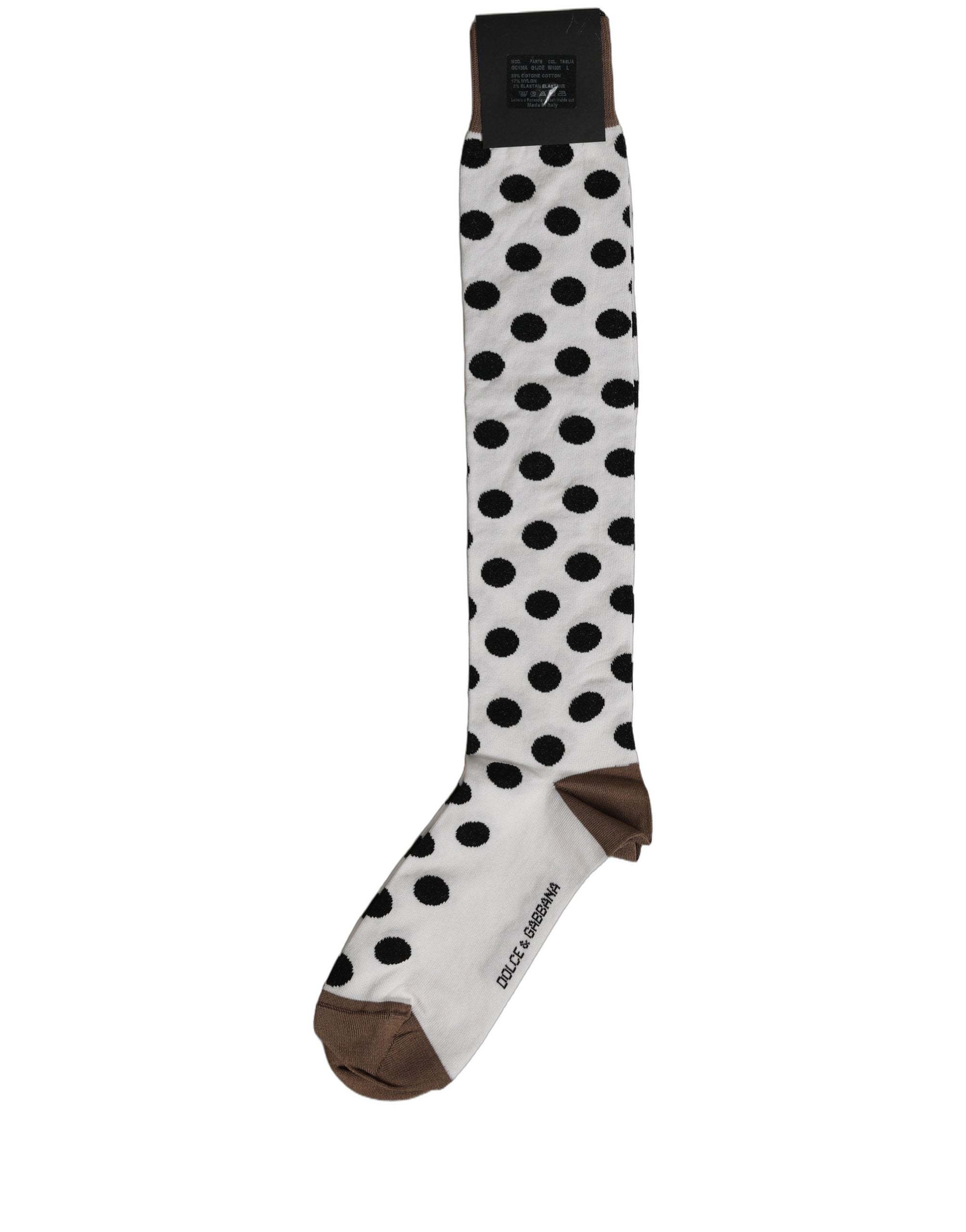 Dolce & Gabbana White Polka Dot Over The Accessory Socks