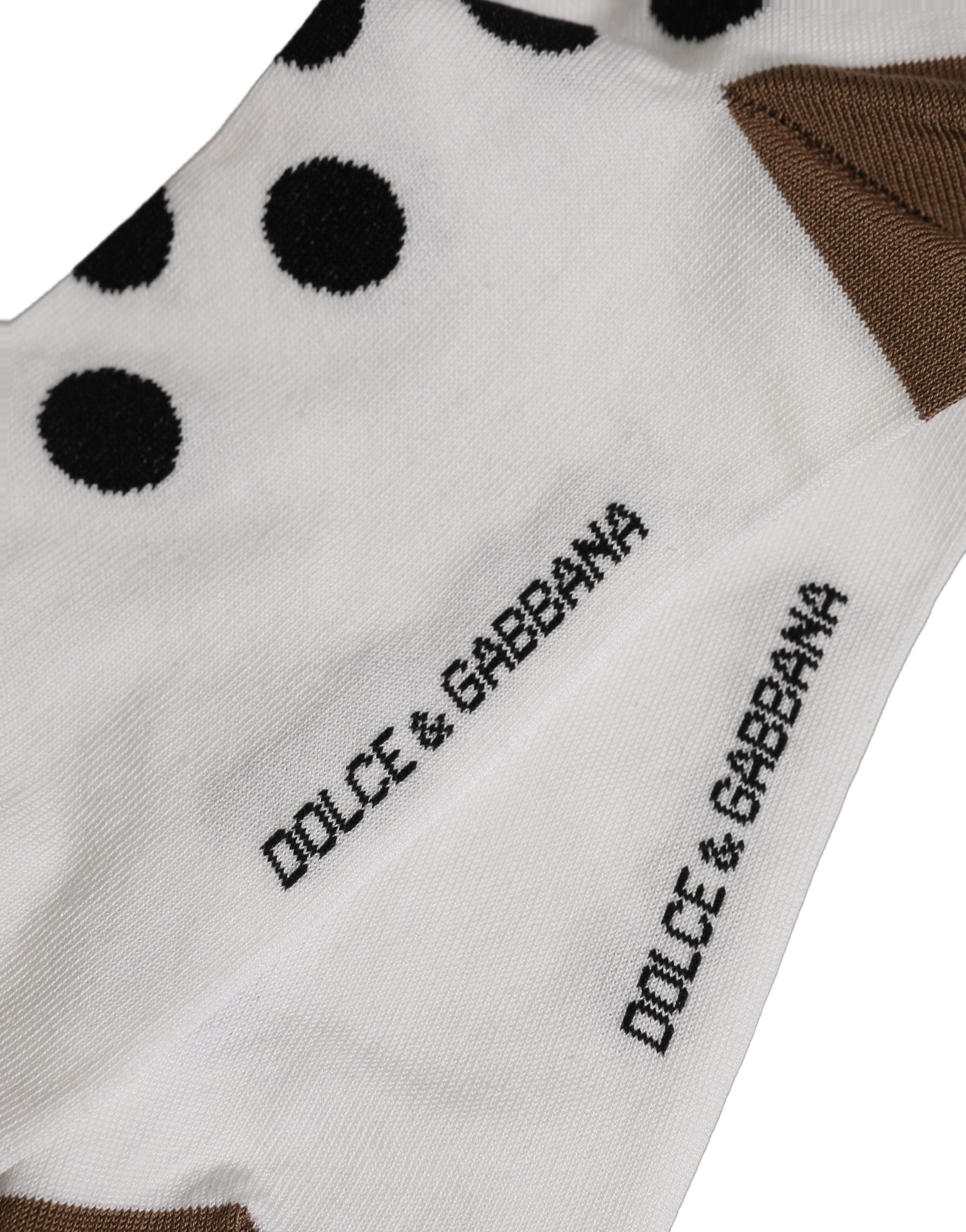 Dolce & Gabbana White Polka Dot Over The Accessory Socks