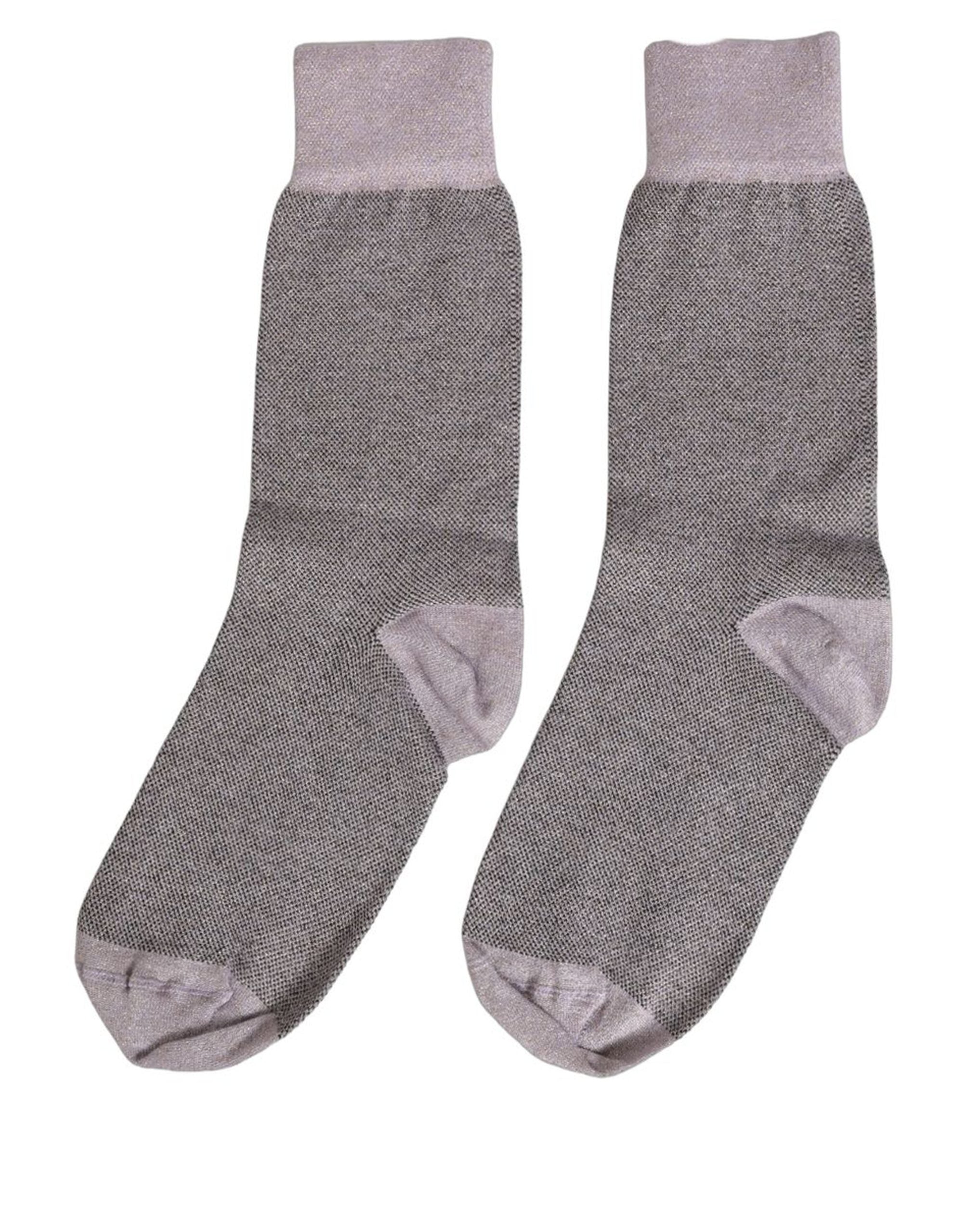 Dolce & Gabbana Charcoal Grey Logo Mid Women Accessory Socks
