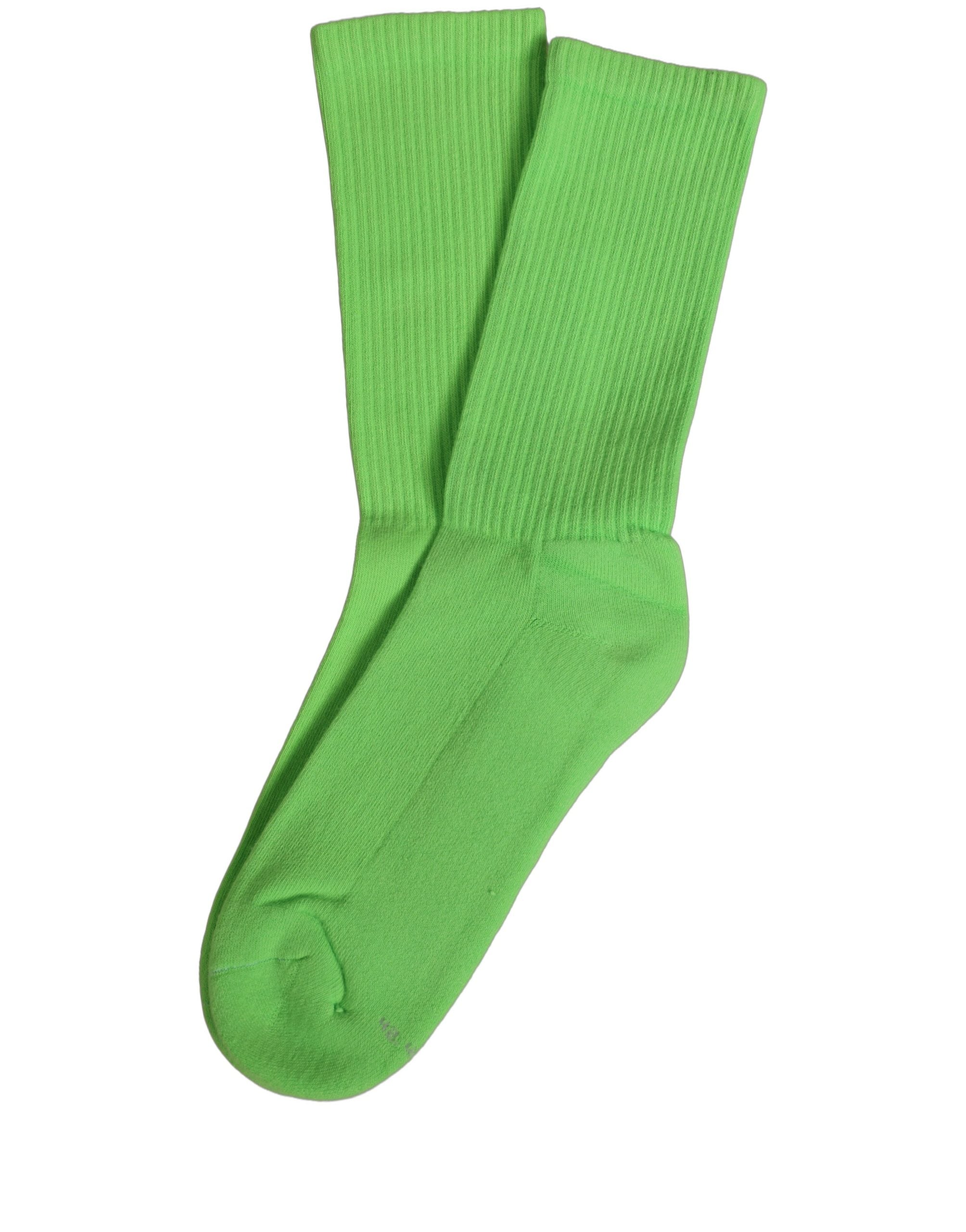 Dolce & Gabbana Green Cotton Ribbed Mid Women Accessory Socks