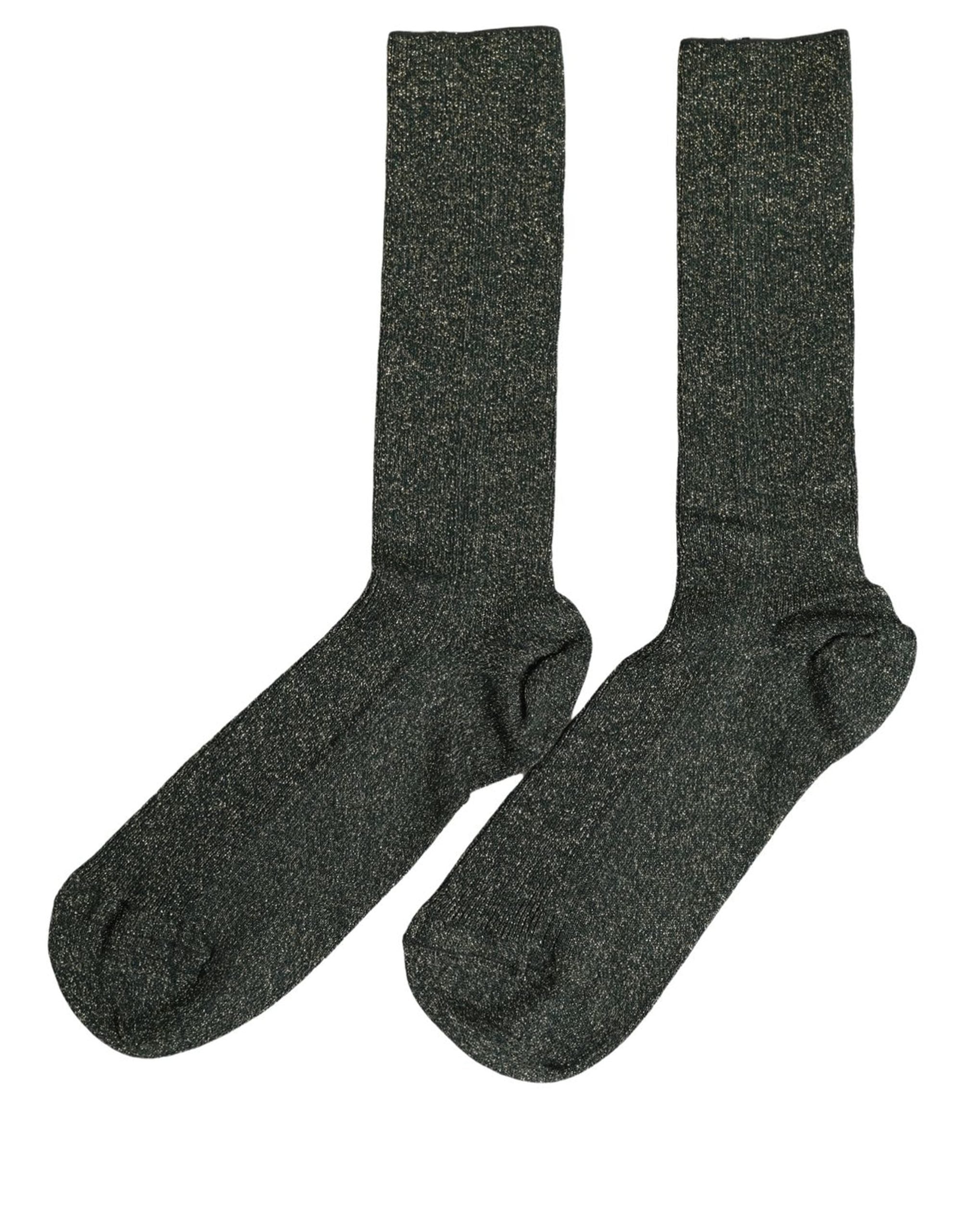 Dolce & Gabbana Dark Green Viscose Logo Mid Accessory Socks