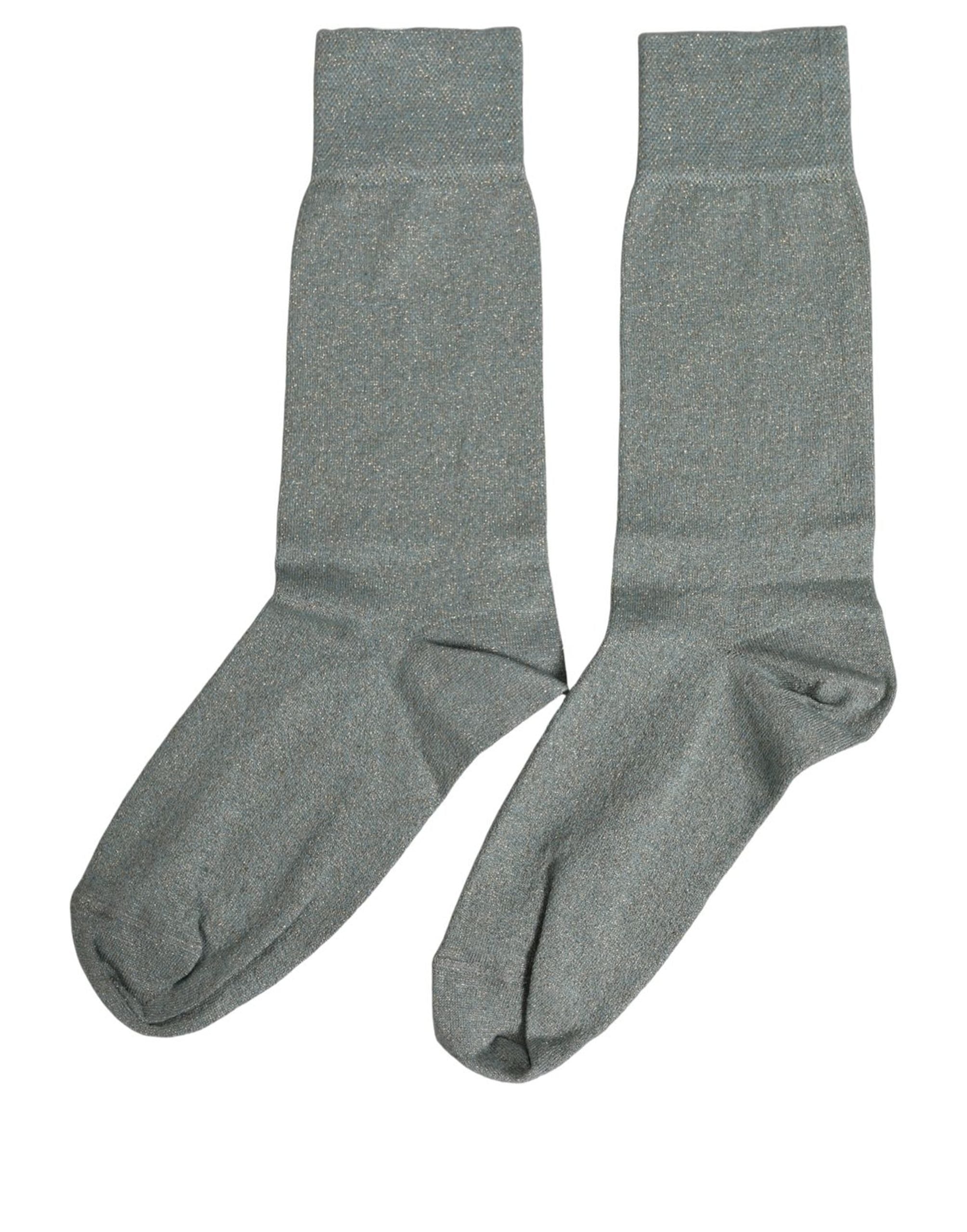 Dolce & Gabbana Gray Viscose Logo Mid Calf Accessory Socks