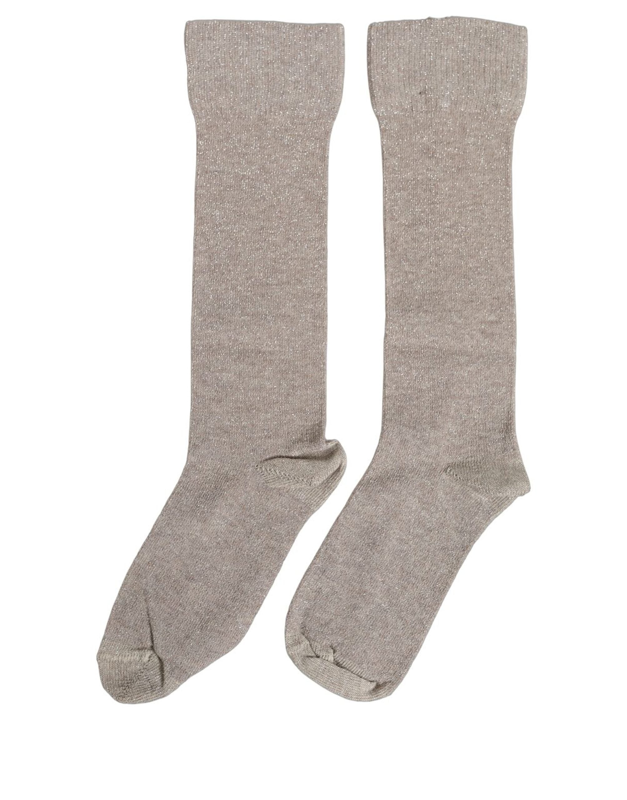 Dolce & Gabbana Gray Viscose Logo Mid Accessory Socks