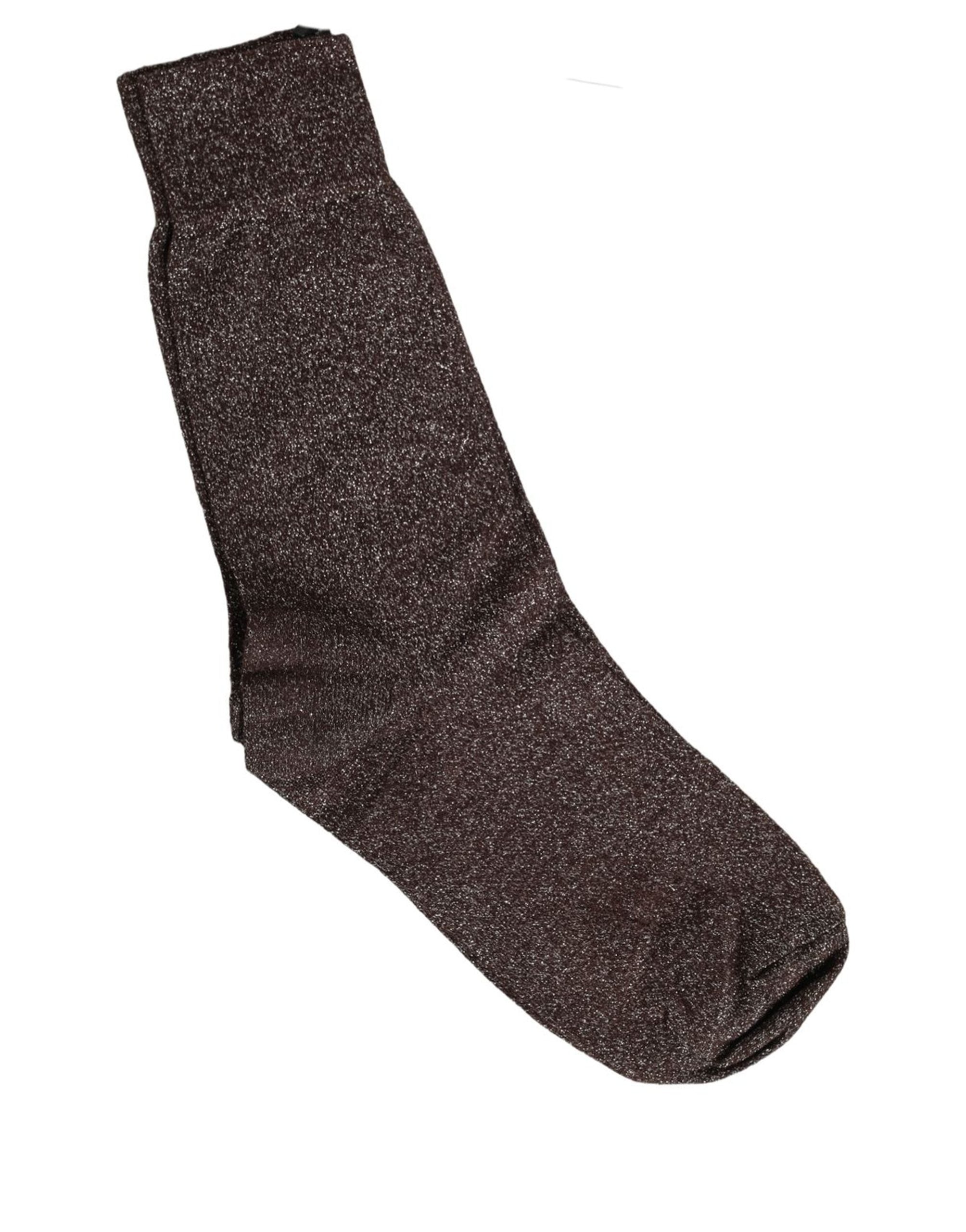 Dolce & Gabbana Dark Brown Viscose Mid Accessory Socks