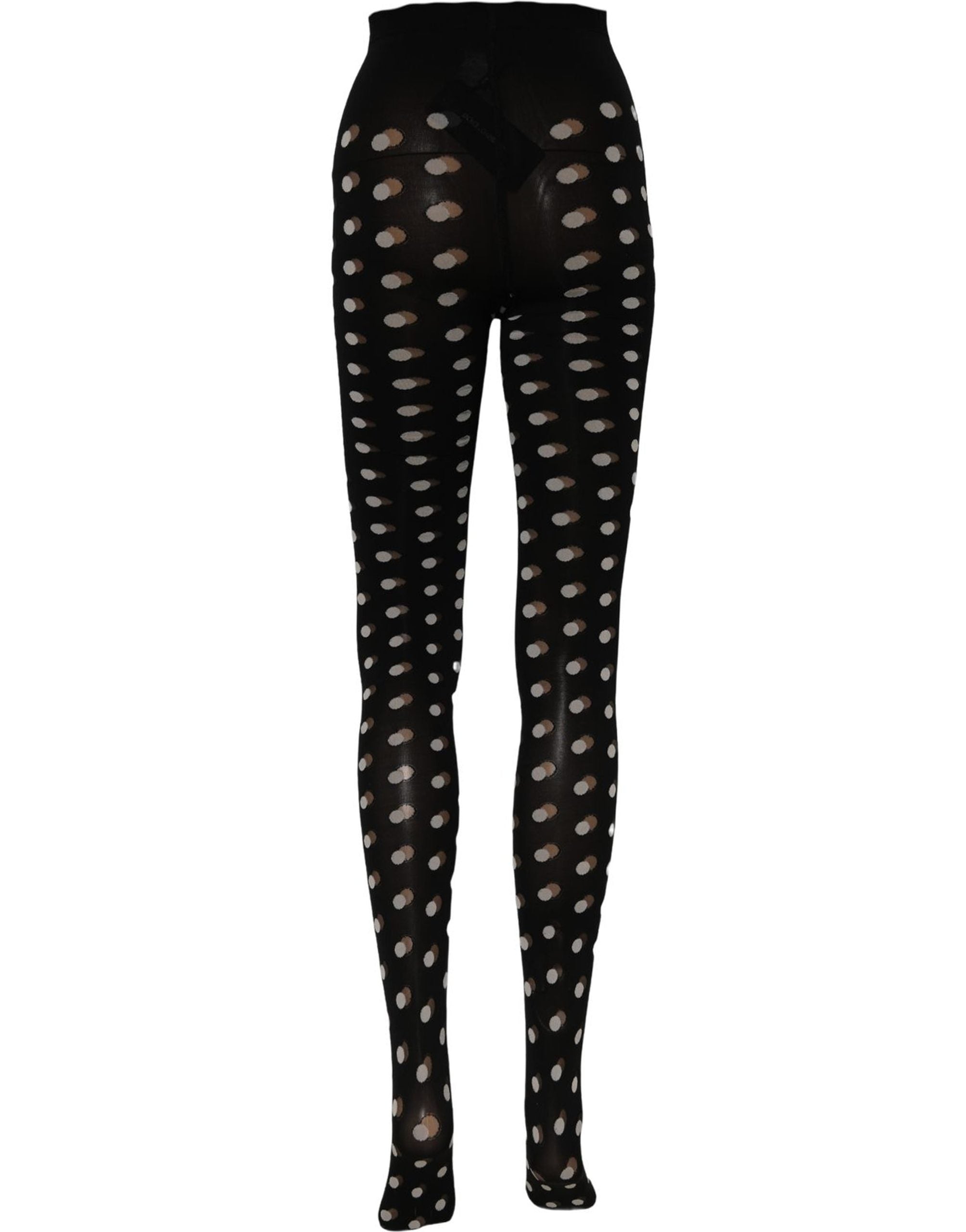 Dolce & Gabbana Black Polka Dot Fishnet Pantyhose Stockings Socks