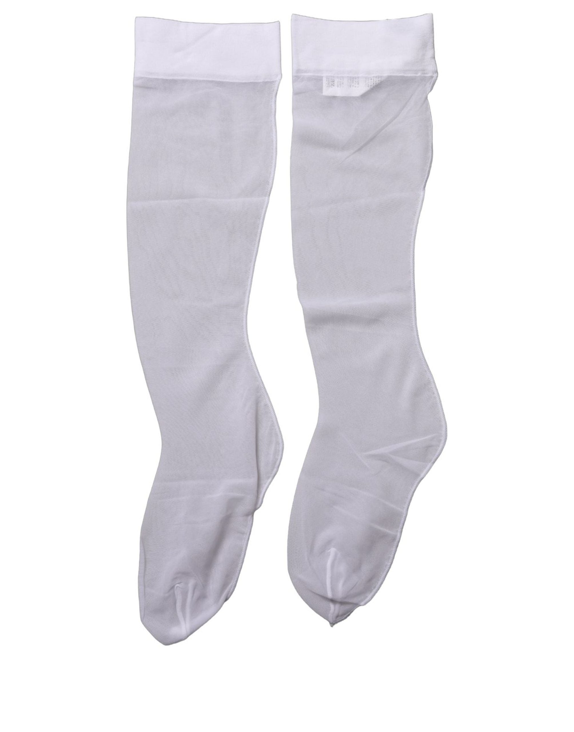 Dolce & Gabbana White Knee High Sheer Nylon Accessory Socks