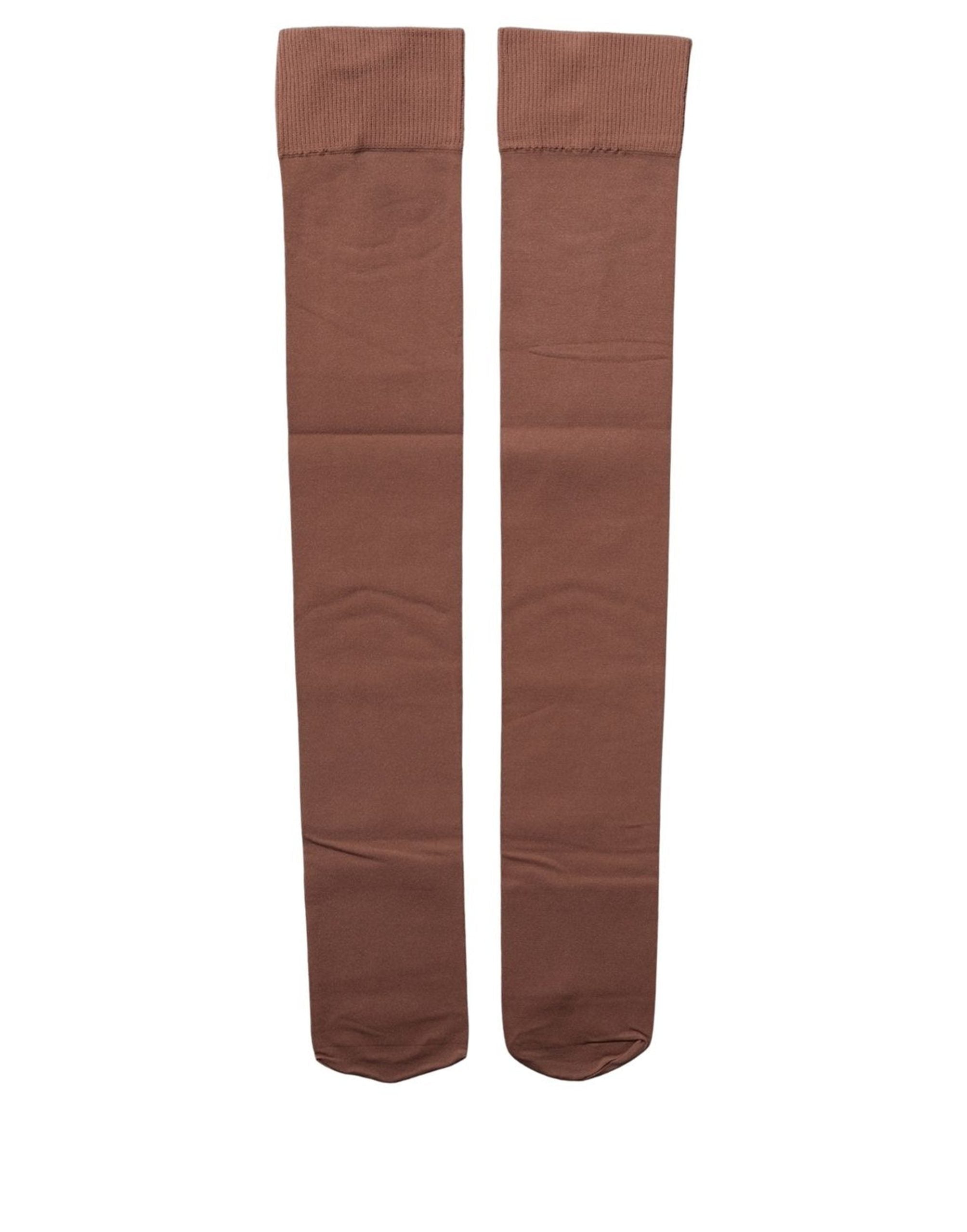 Dolce & Gabbana Brown Nylon Stretch Over The Stockings Socks