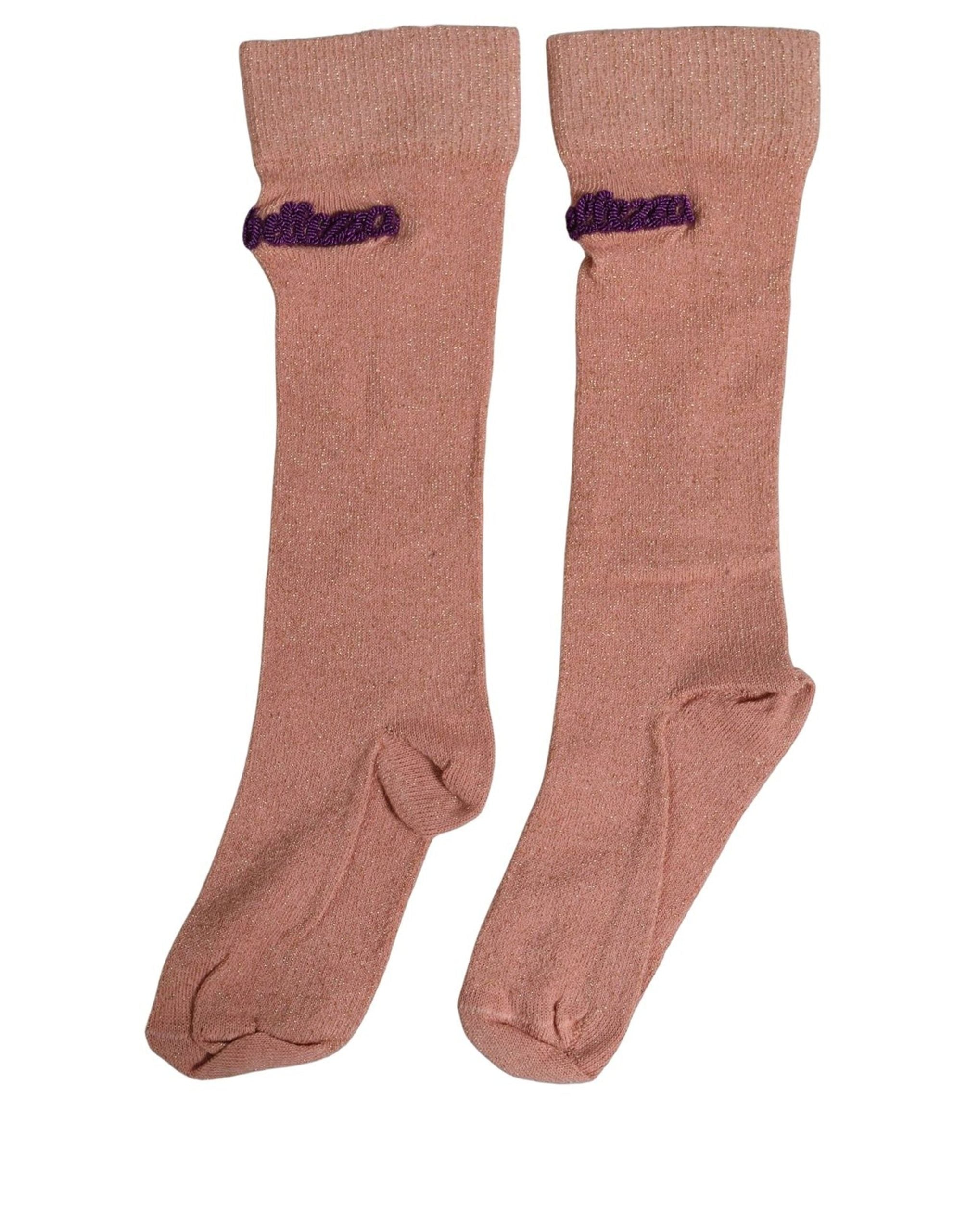 Dolce & Gabbana Dusty Pink Embroidered Mid Accessory Socks