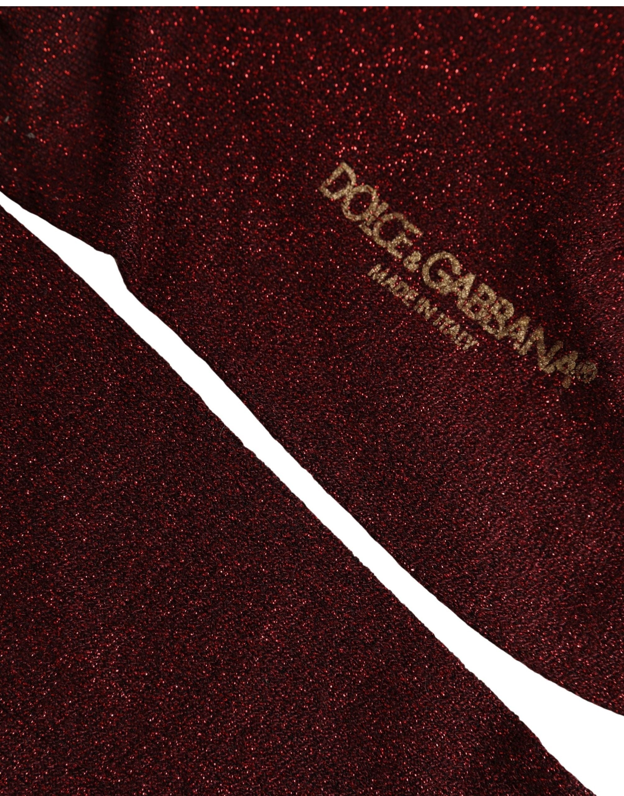 Dolce & Gabbana Burgundy Viscose Mid Accessory Socks