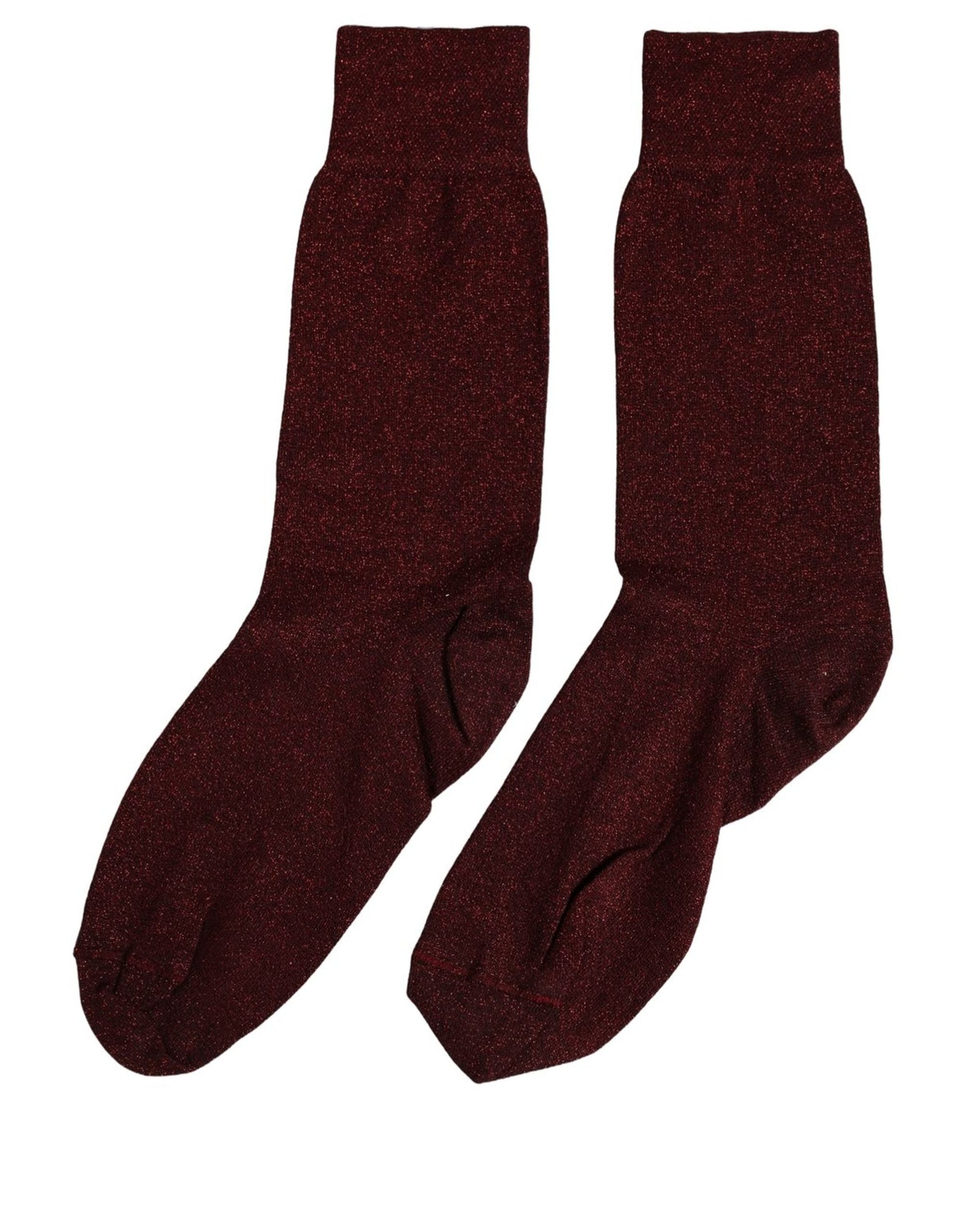 Dolce & Gabbana Burgundy Viscose Mid Accessory Socks