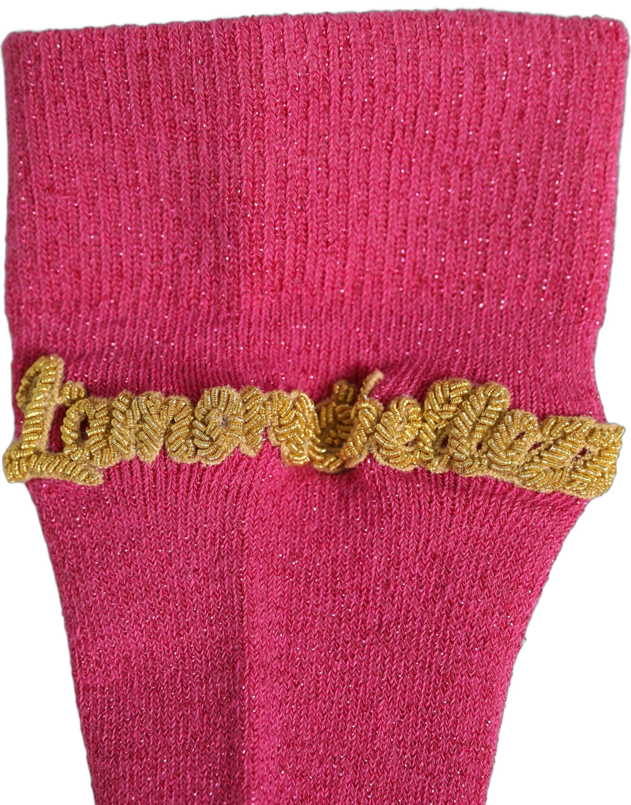 Dolce & Gabbana Pink Embroidered Cotton Mid Accessory Socks