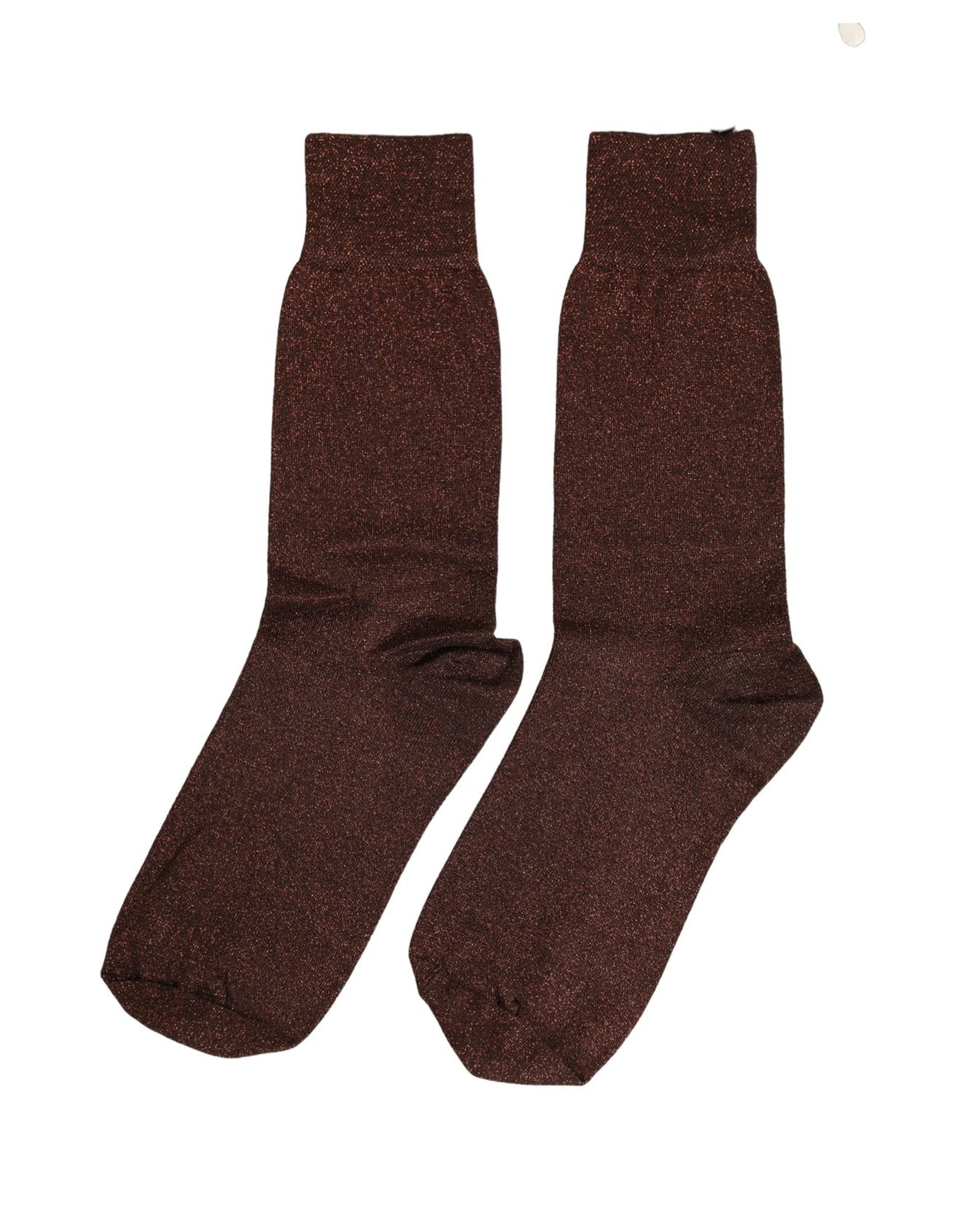 Dolce & Gabbana Dark Brown Viscose Mid Accessory Socks