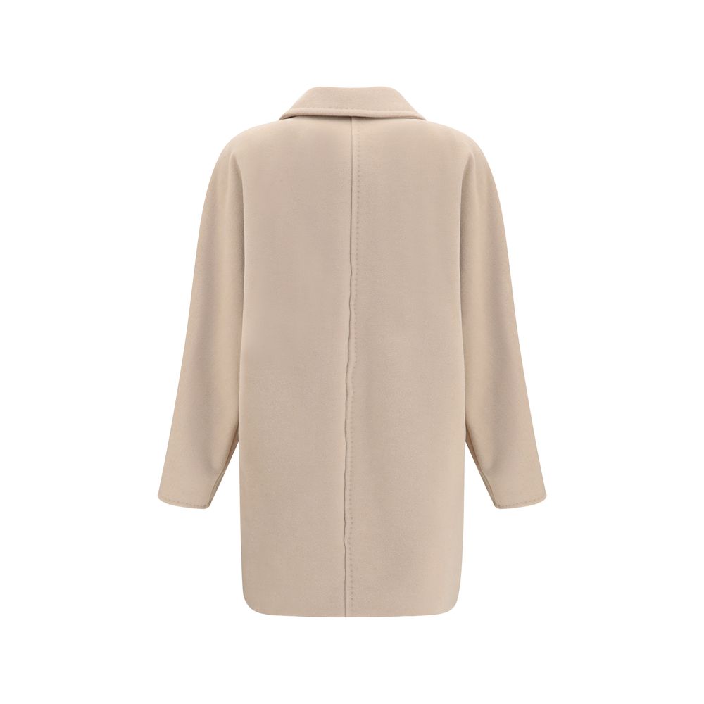 Max Mara Beige Wool Full-Length Jacket