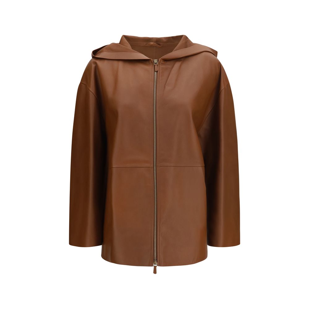 Max Mara Brown Aries Leather Jacket