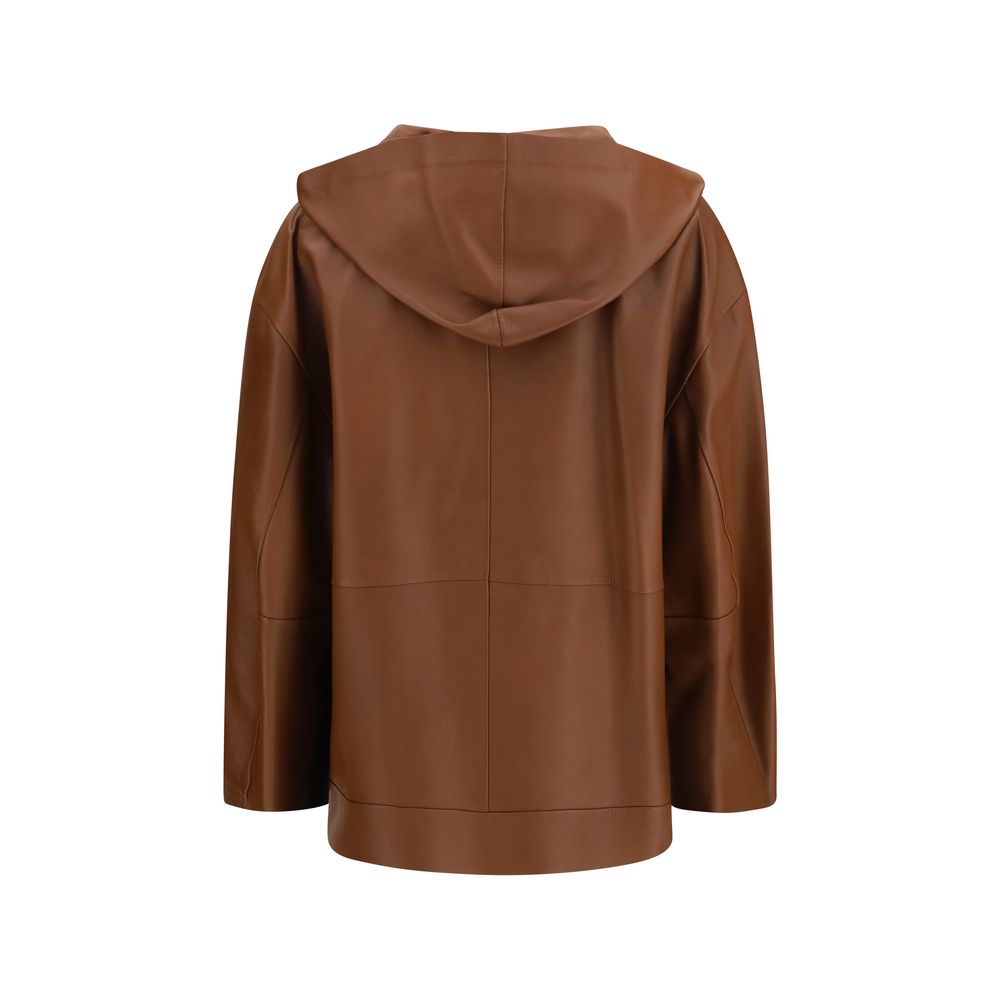 Max Mara Brown Aries Leather Jacket