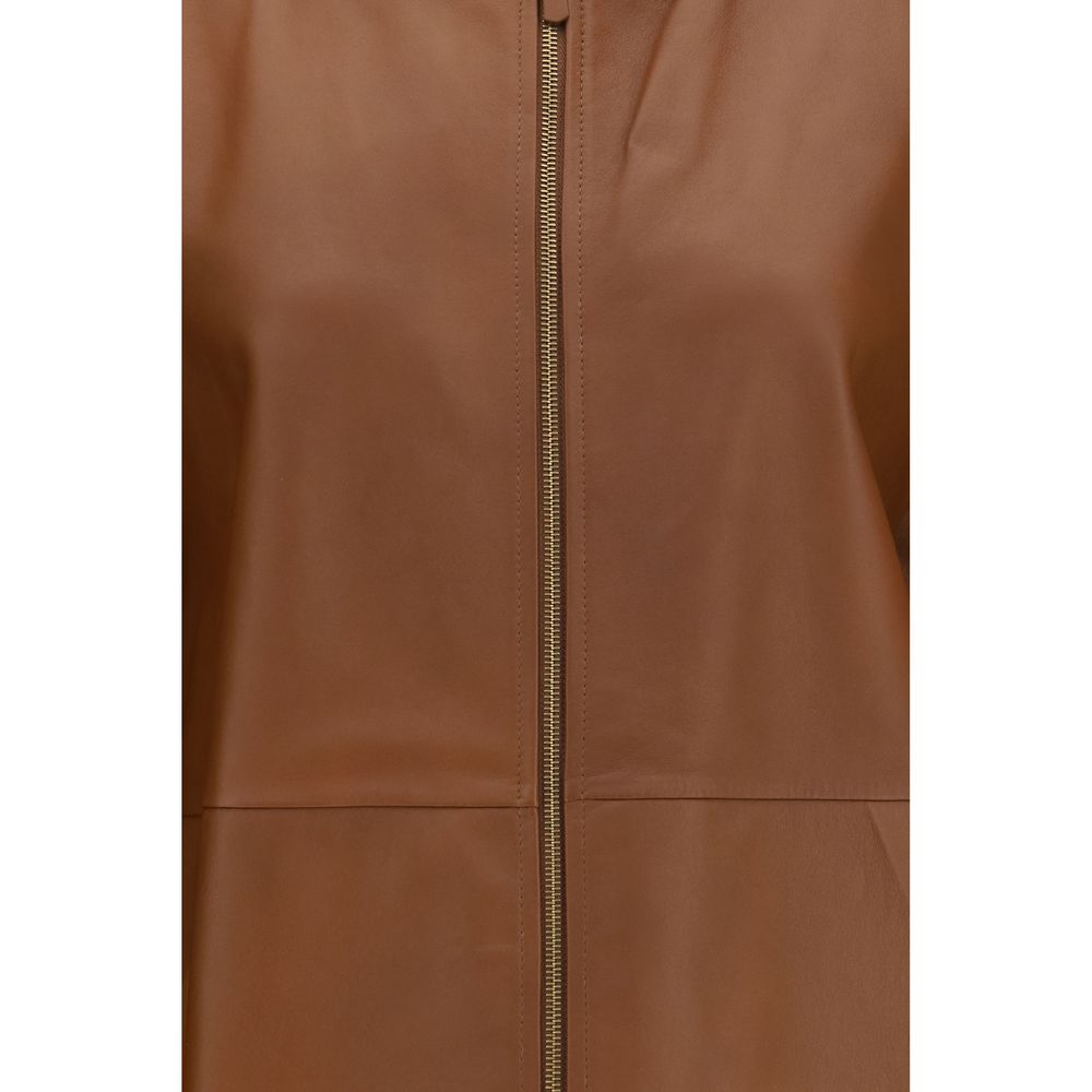 Max Mara Brown Aries Leather Jacket