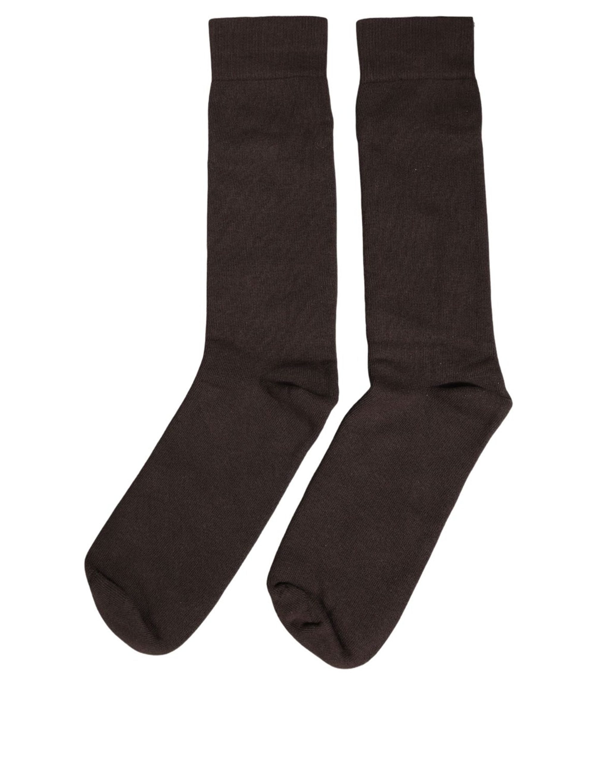Dolce & Gabbana Dark Brown Cotton Over The Accessory Socks