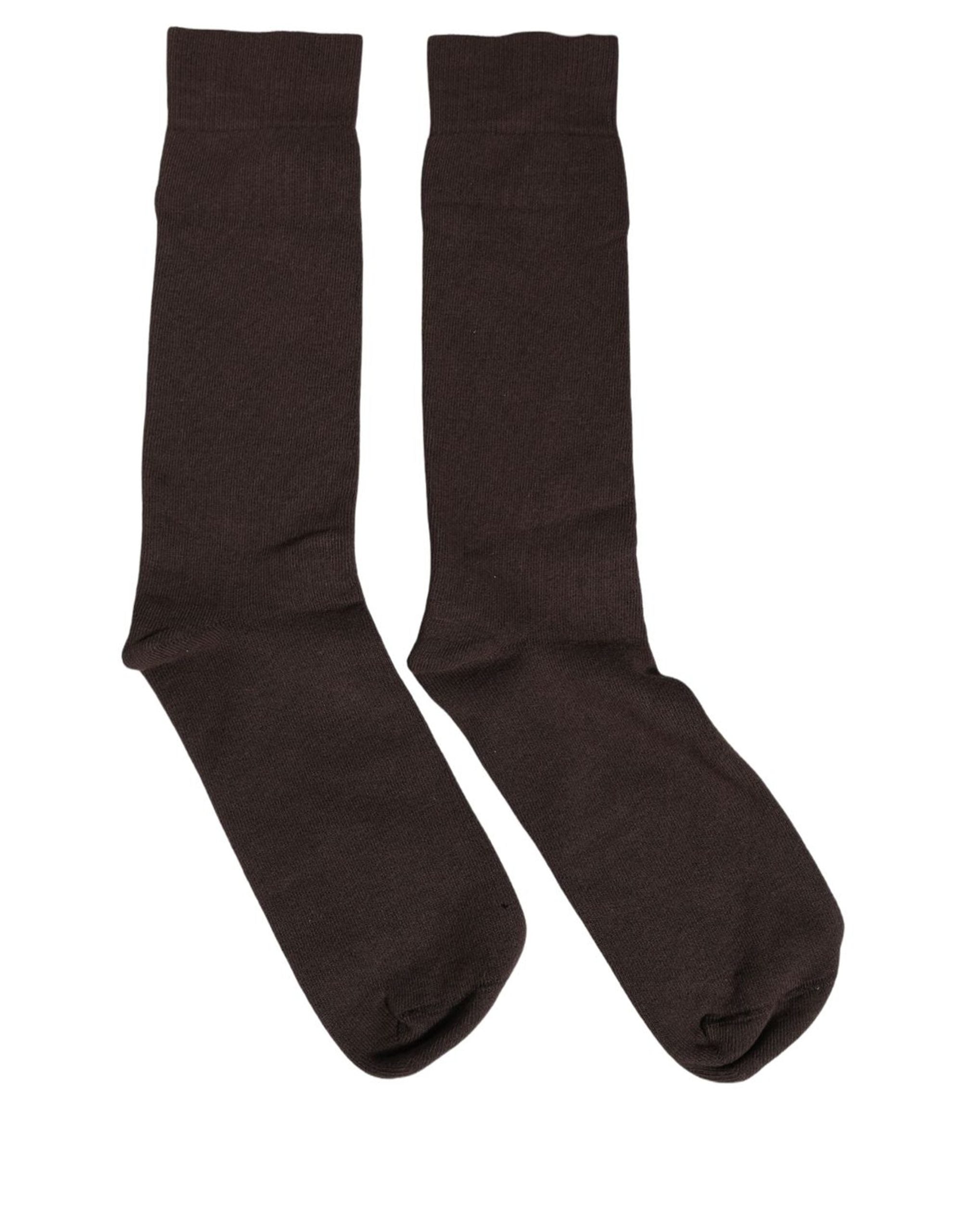 Dolce & Gabbana Dark Brown Cotton Over The Accessory Socks