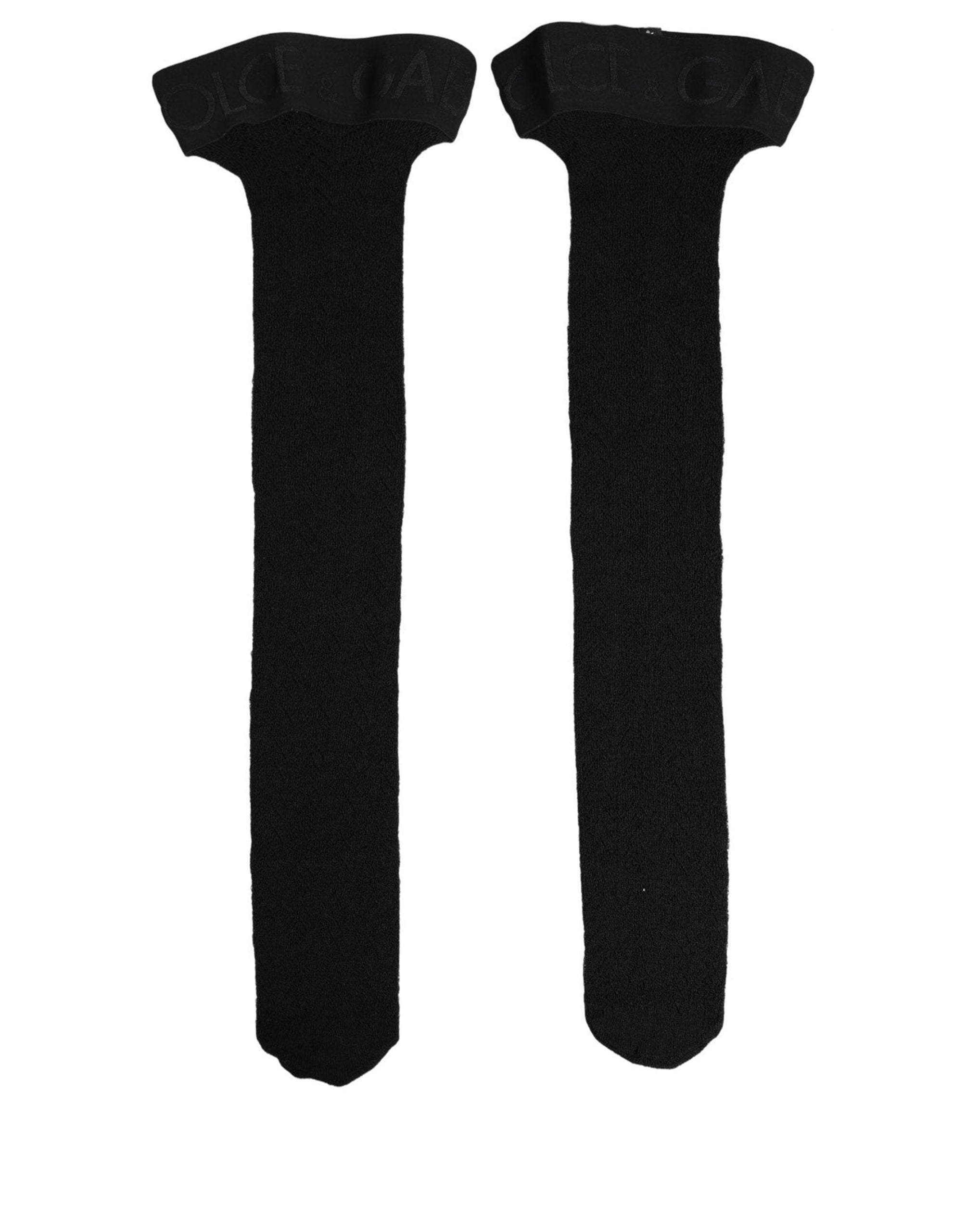 Dolce & Gabbana Black Wool Logo Long Women Accessory Socks