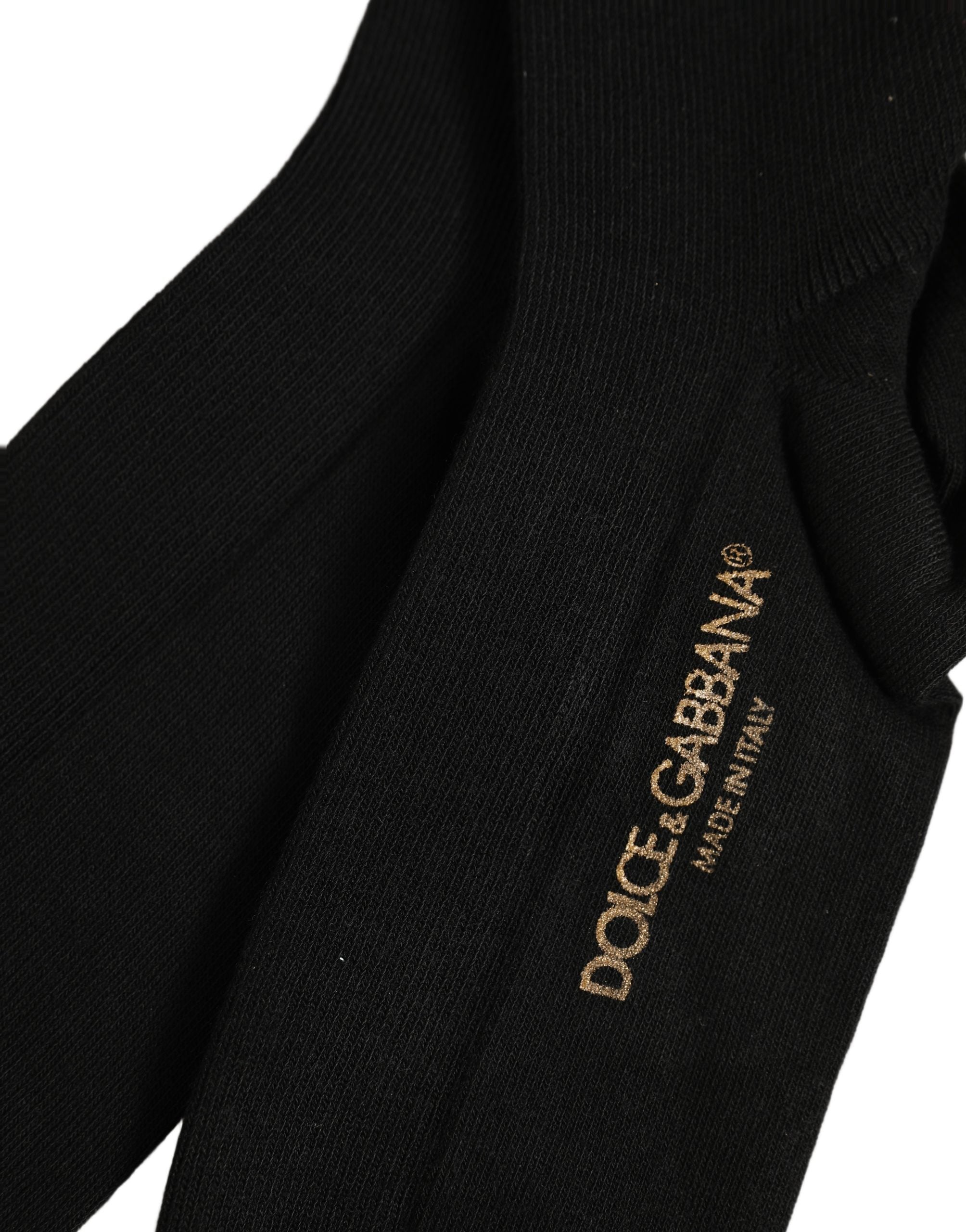 Dolce & Gabbana Black Viscose Logo Over The Accessory Socks