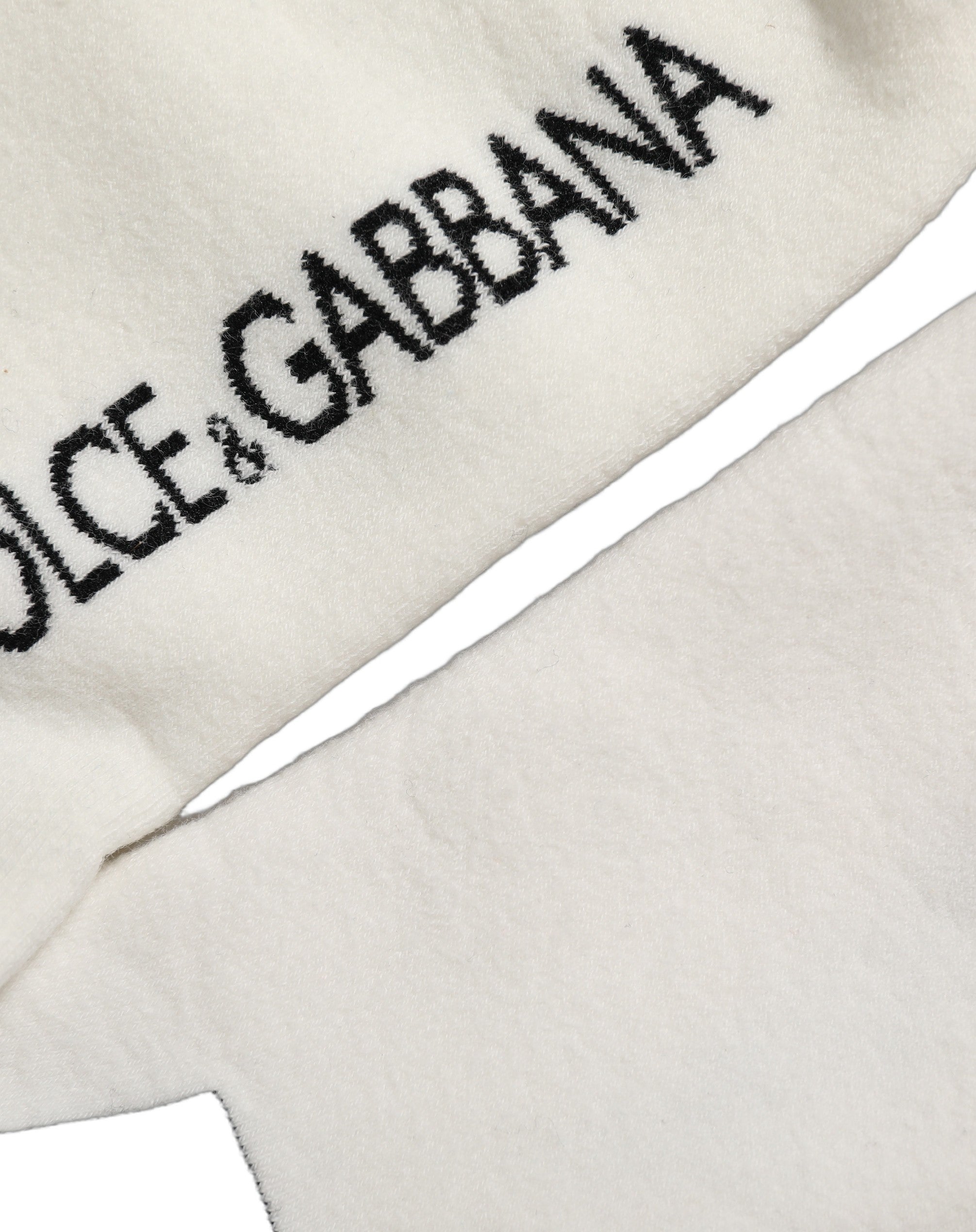 Dolce & Gabbana White Black Cotton Stretch Knee High Socks