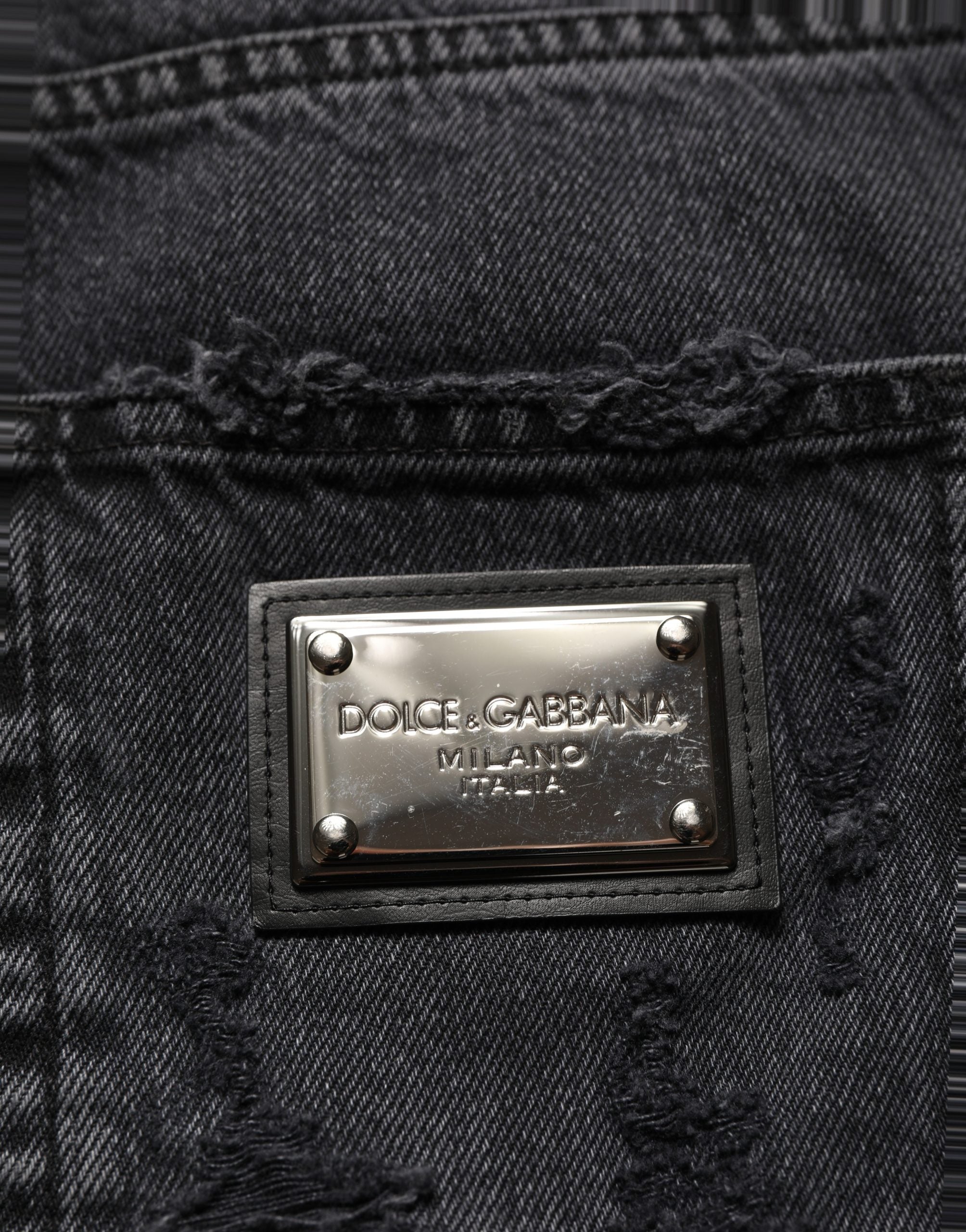 Dolce & Gabbana Dark Gray Cotton Ripped Men Denim Jeans