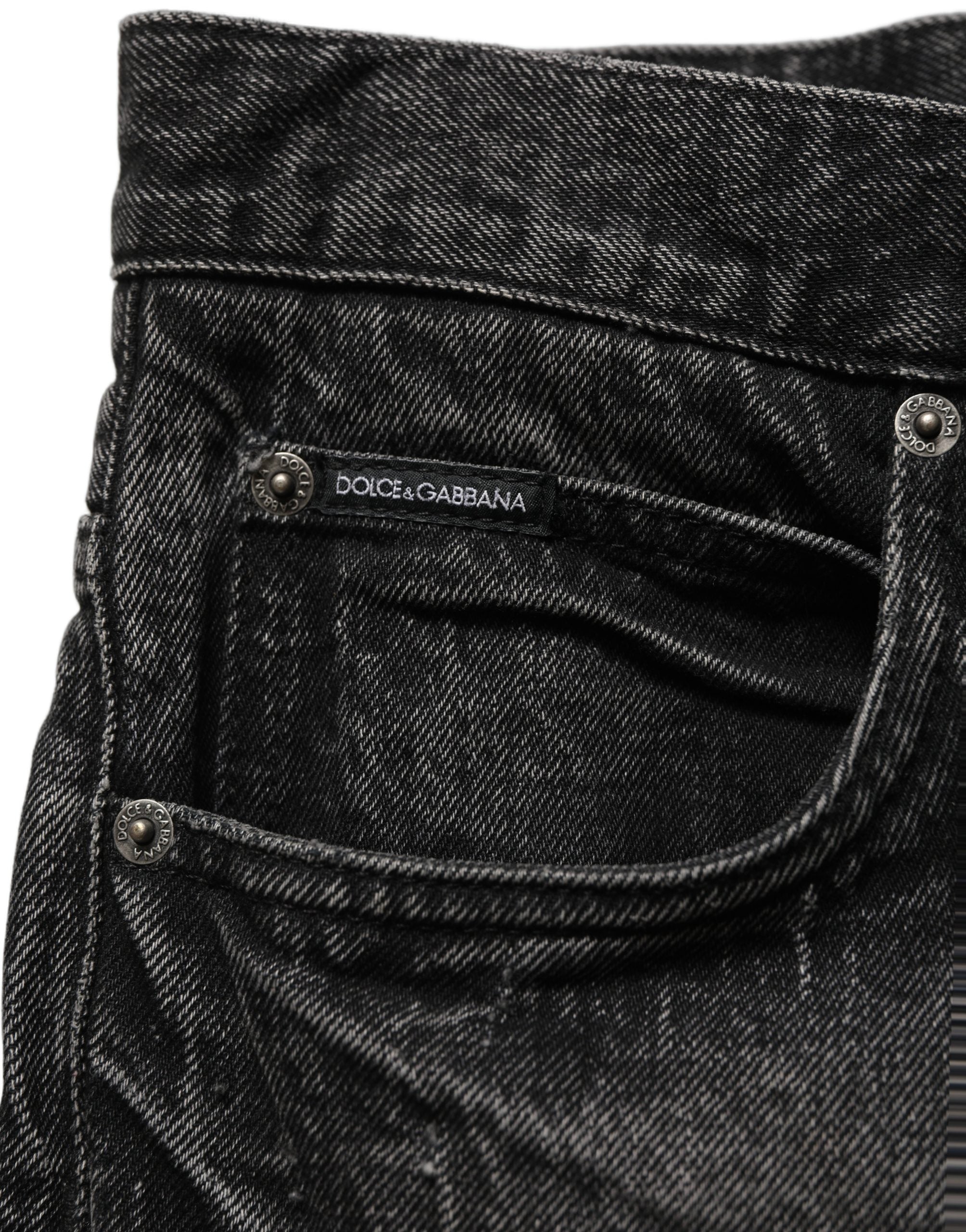 Dolce & Gabbana Dark Gray Cotton Baggy Cargo Men Denim Jeans