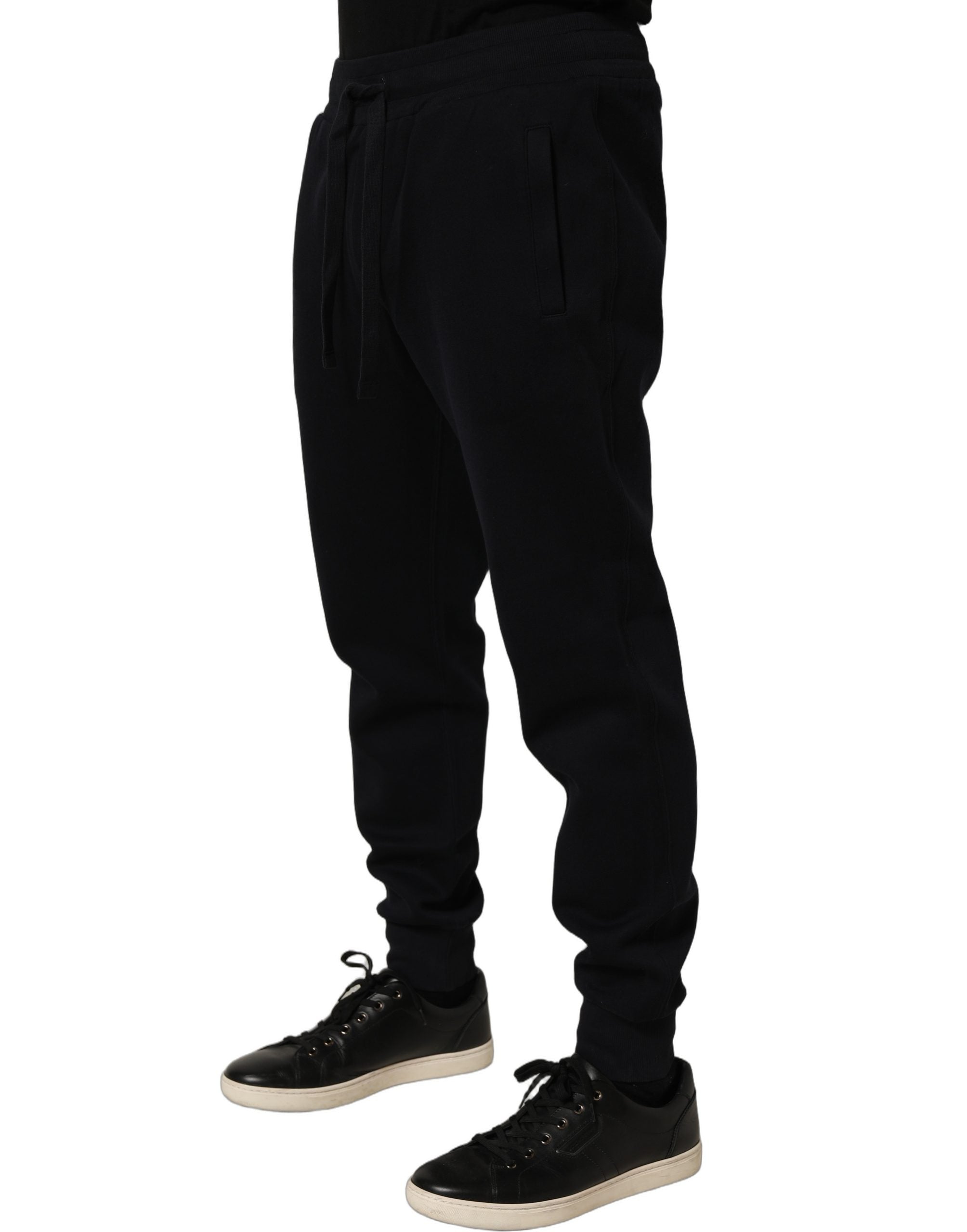 Dolce & Gabbana Blue Cotton Drawstring Jogger Trouser Pants