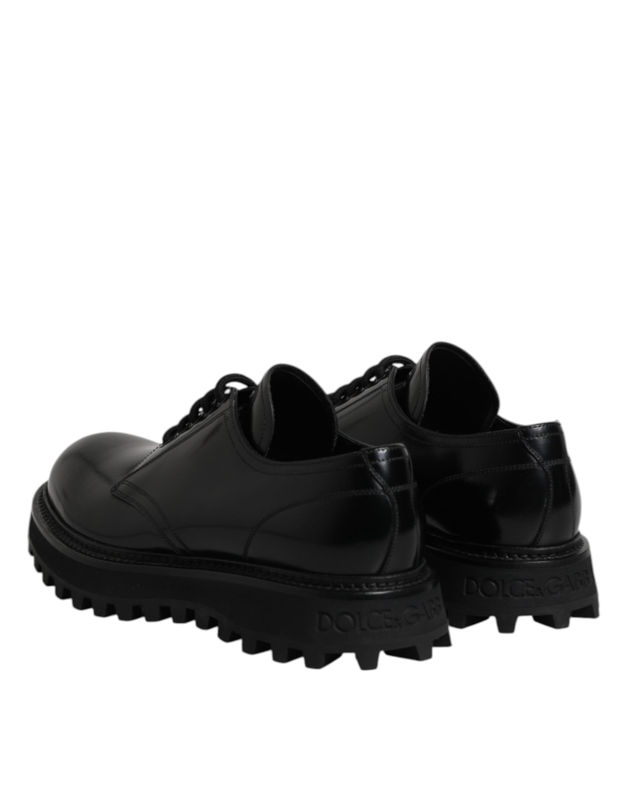 Dolce & Gabbana Black Leather Hi-Trekking Derby Shoes